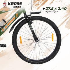 Kross K-2.0 27.5T MTB Cycle | Steel Frame | Single Speed | Army Green | Dual Disc