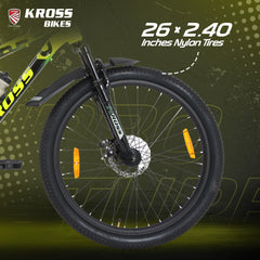 Kross Turbo Pro 26T Mountain Bike with Suspension & Dual Disc Brakes | Alloy Double Wall Rims | Single Speed | Black & Yellow