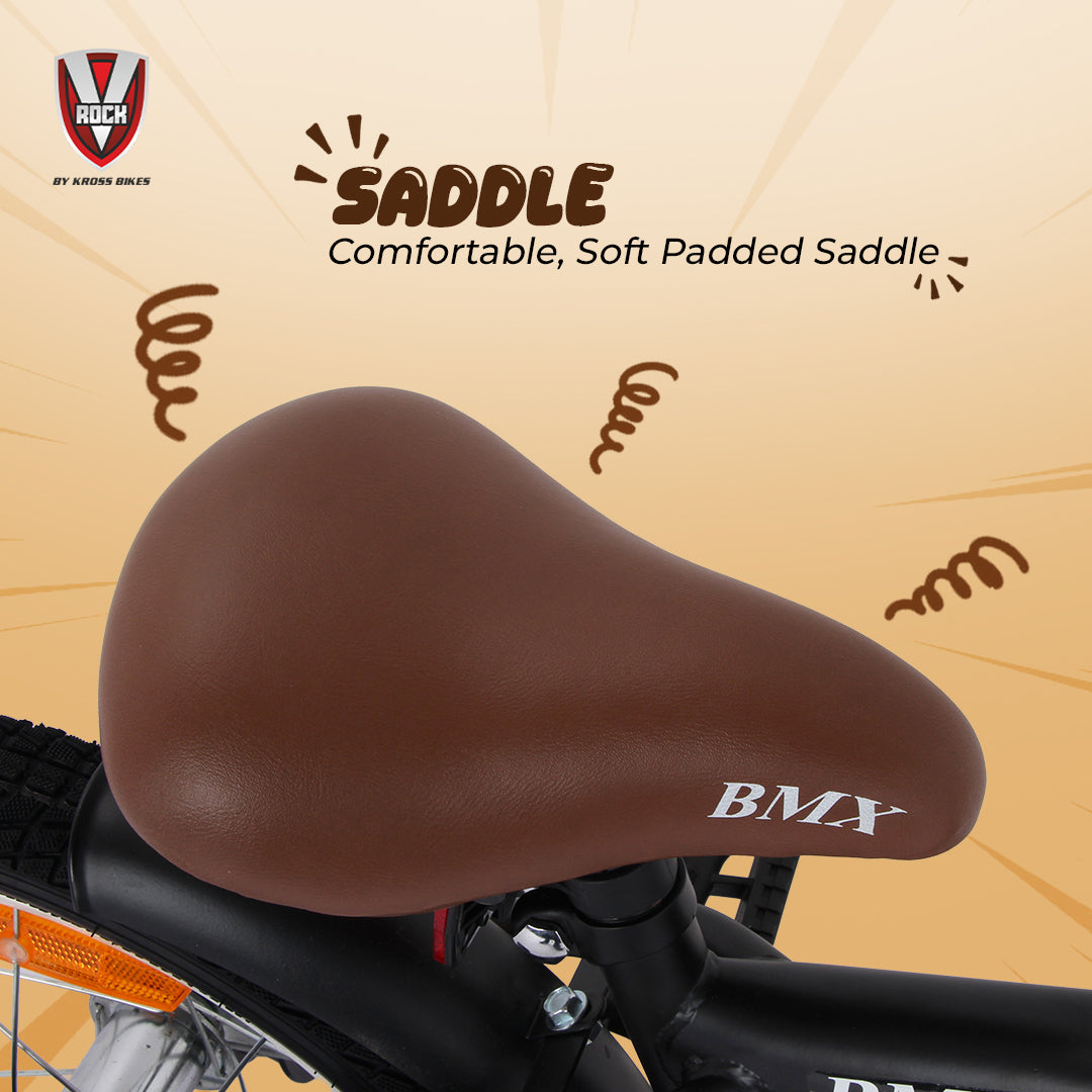 V Rock 14T BMX Fun Kids Bicycle with Training Wheels, Matt Black Steel Frame, Single Speed, Front V-Brake & Coaster Brak