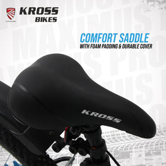 KROSS Maximus Pro 24T Dual Disc Kids MTB – Blue/Yellow | Steel Frame, Suspension Fork, Single Speed