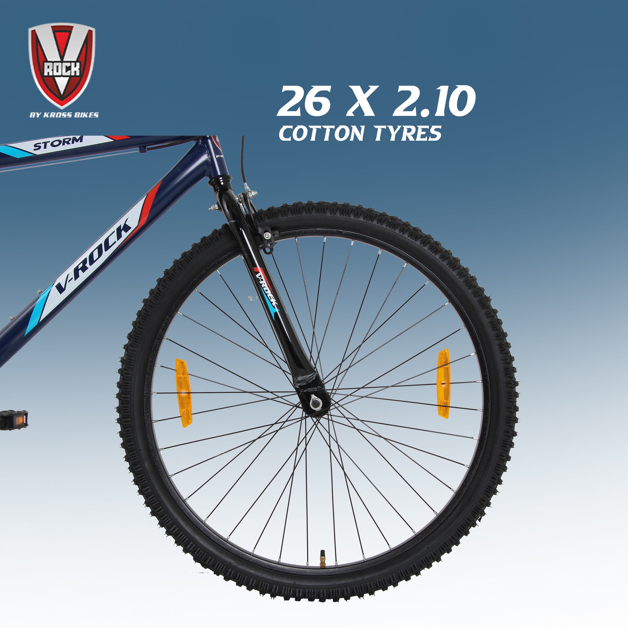 V Rock Storm 26T, Single Speed Mountain Bike, Steel Frame, Rigid Fork, Caliper Brakes Blue