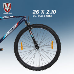 V Rock Storm 26T, Single Speed Mountain Bike, Steel Frame, Rigid Fork, Caliper Brakes Blue