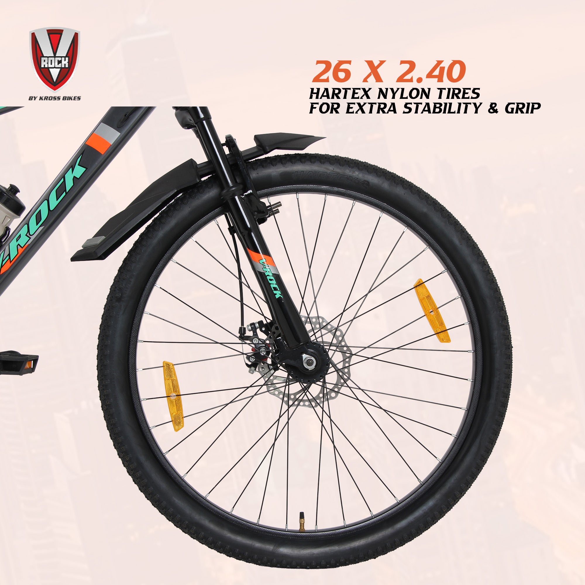 V Rock Slugger 26T 7 Speed Mountain Bike with Suspension Fork, Disc Brakes & Steel Frame (Grey)