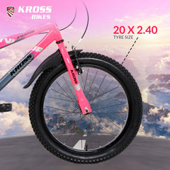 Kross Aviator 20T Kids Bicycle Grey/Pink | 20 x 2.40 Inch Tyres | Single Speed | Steel Frame | V-Brakes | Mudguards