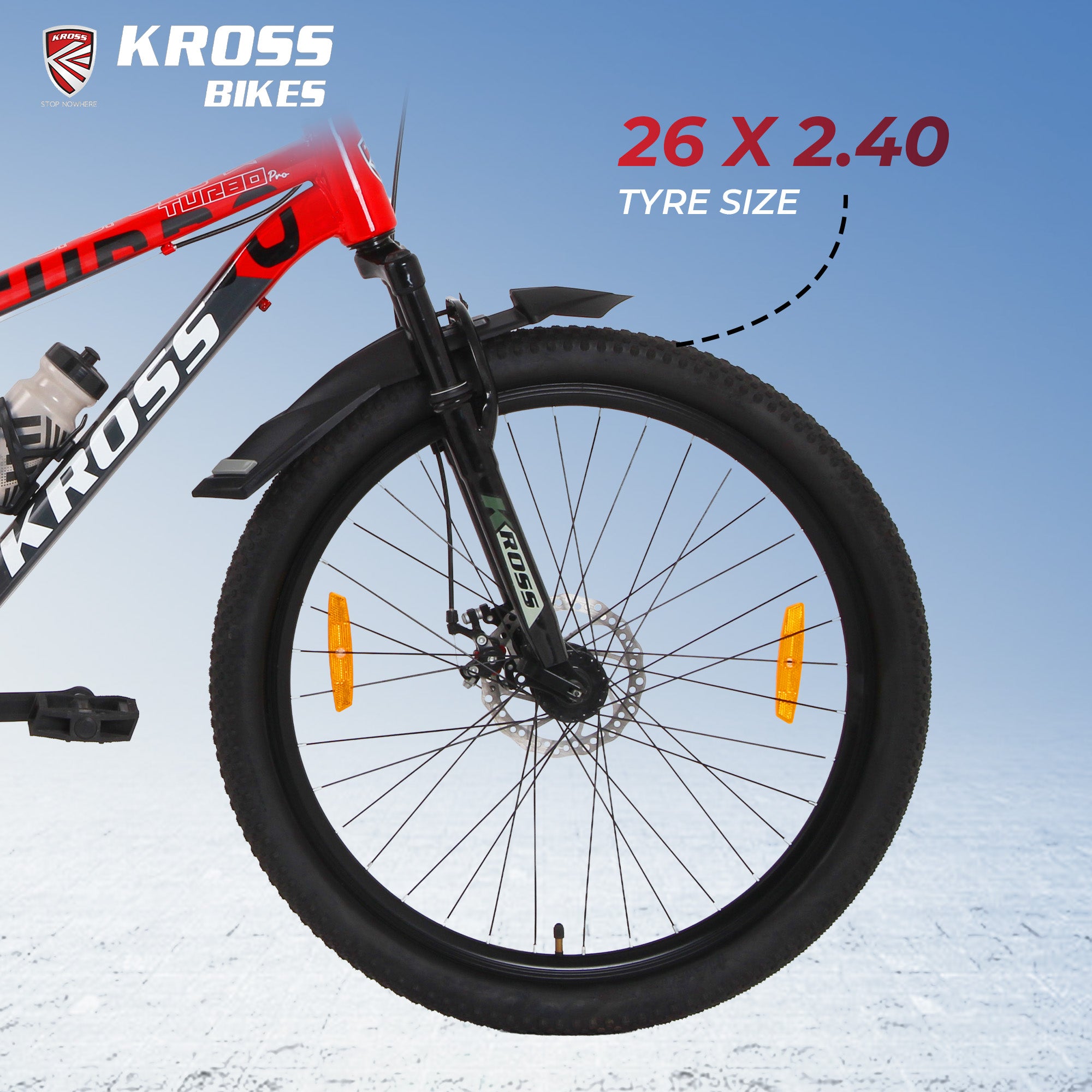 Kross Turbo Pro 26T Steel MTB Single Speed Bicycle with Front & Rear Disc Brakes (26x2.40T, Red Alloy Rims, 14.5” Frame)