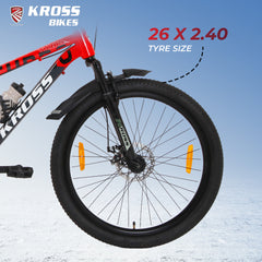 Kross Turbo Pro 26T Steel MTB Single Speed Bicycle with Front & Rear Disc Brakes (26x2.40T, Red Alloy Rims, 14.5” Frame)