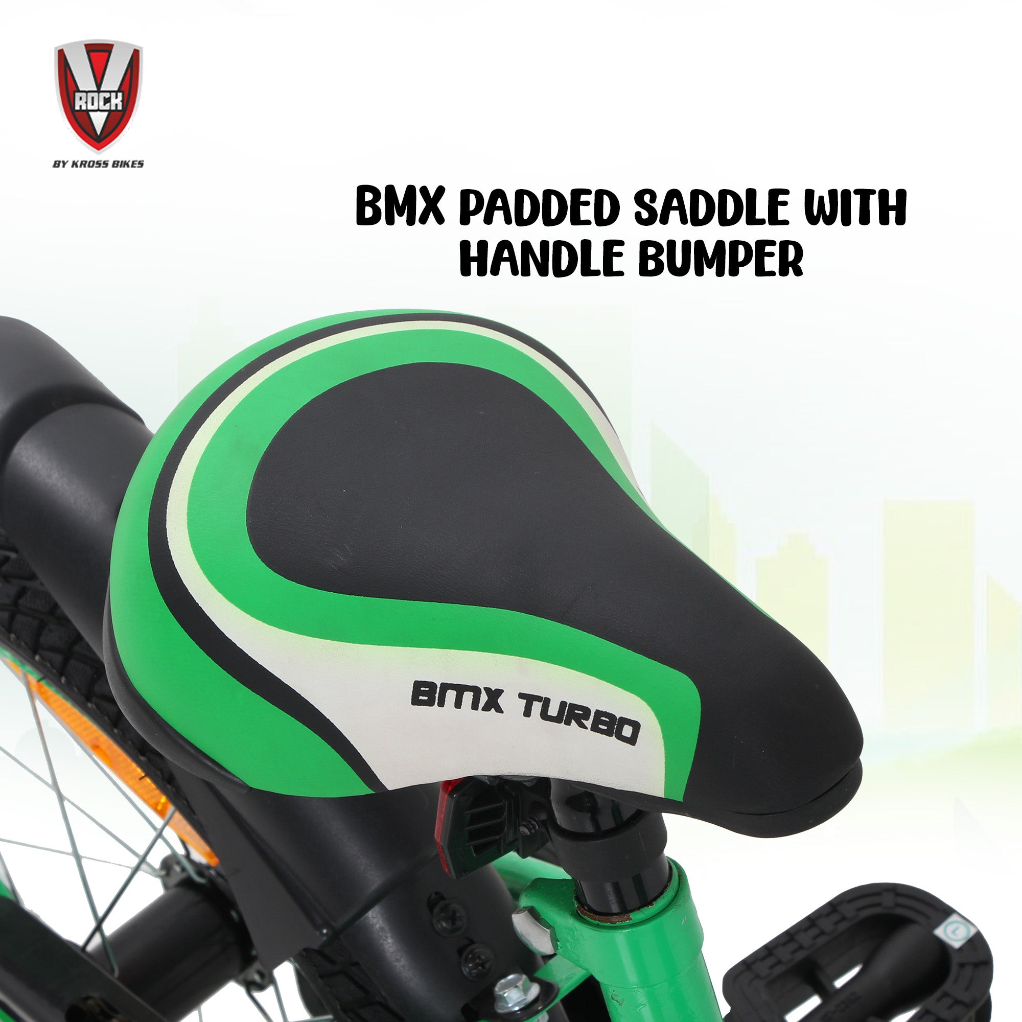 V Rock 16T BMX Turbo Green Kids Bicycle with Training Wheels & Coaster Brake