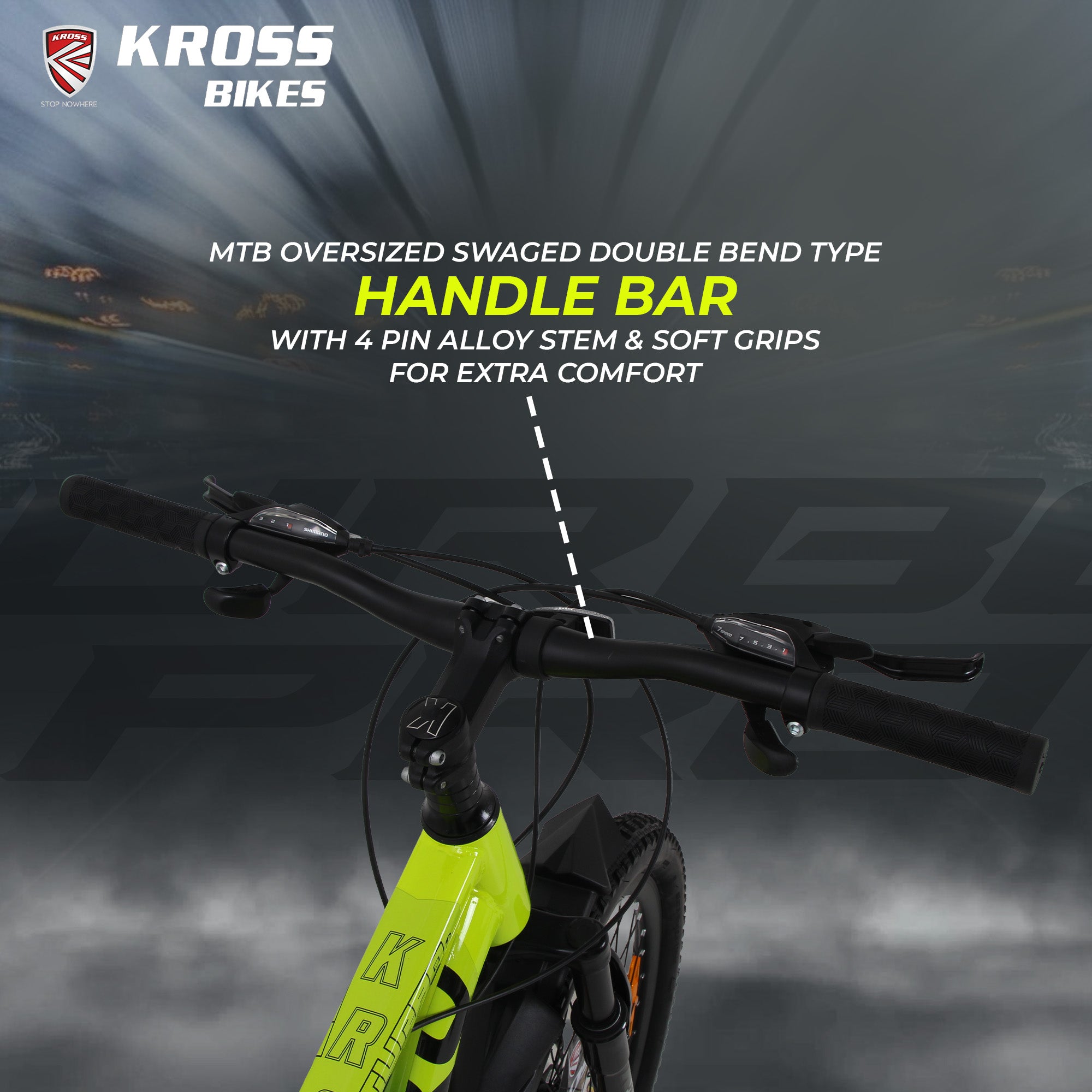 Kross Turbo Pro 26T 21 Speed Geared Mountain Bike, Green & Black, Suspension & Dual Disc Brakes