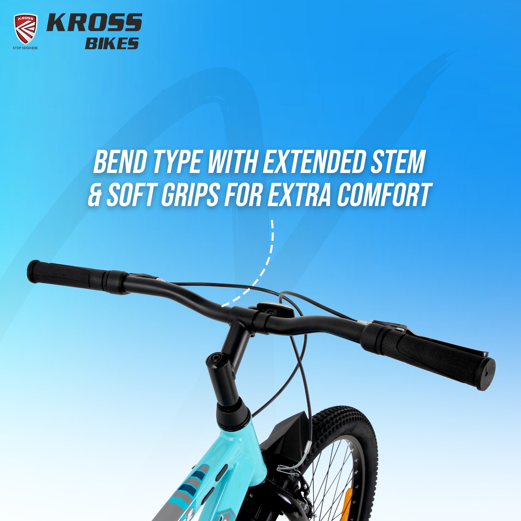 Kross XCool 26T Single Speed MTB Bicycle with Internal Cable Routing, V-Brakes, Water Bottle & Mudguards (Aqua Blue)