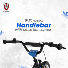 V Rock 20T BMX Fun Kids Bicycle | 20 Inch Wheels | Steel Frame | Coaster Brake | Black-Blue | Age 6-9 Years