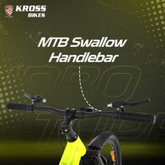 Kross Turbo Pro 26T Mountain Bike with Suspension & Dual Disc Brakes | Alloy Double Wall Rims | Single Speed | Black & Yellow