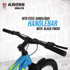 KROSS Maximus Pro 24T Dual Disc Kids MTB – Blue/Yellow | Steel Frame, Suspension Fork, Single Speed