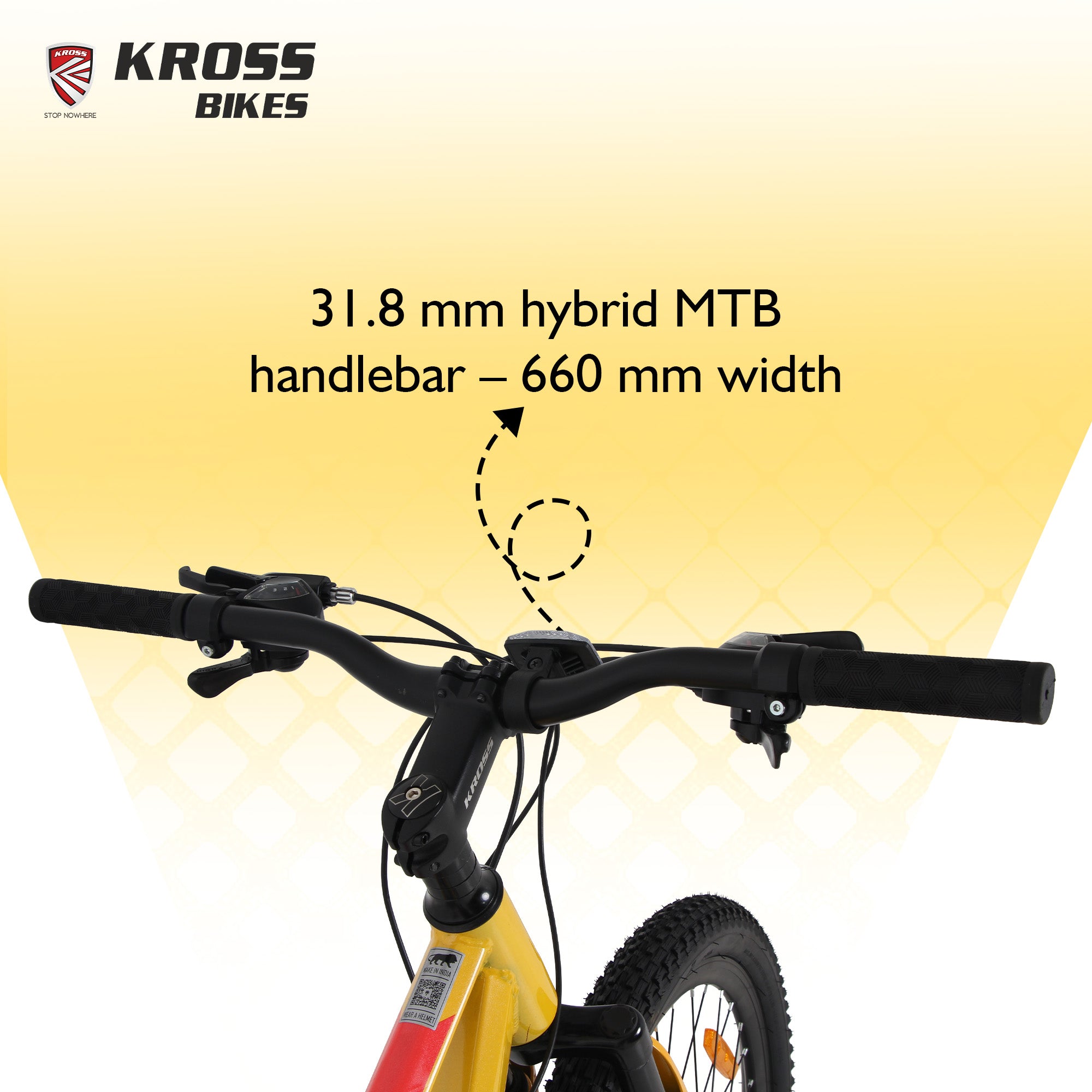 Kross Cubic 26T Mountain Bike with 21-Speed Gears, Front Suspension, Dual Disc Brakes, Alloy Frame, Green/Yellow