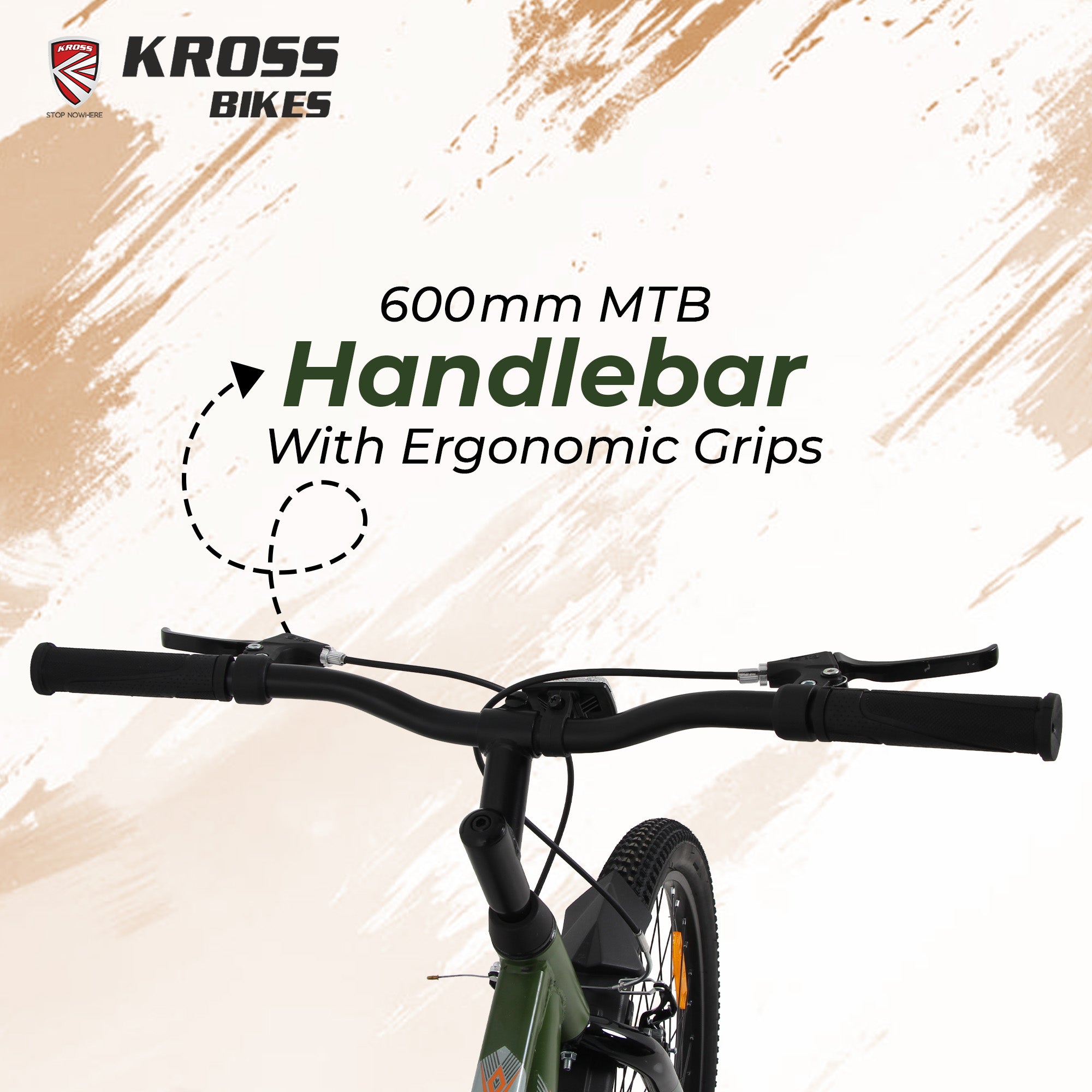 Kross 24T MTB Cycle – Army Green | Steel Frame | V-Brake | 24 x 2.40 Tyres
