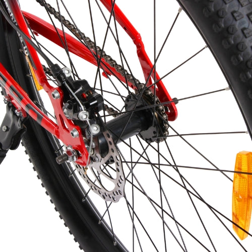 Kross Turbo Pro 26T Steel MTB Single Speed Bicycle with Front & Rear Disc Brakes (26x2.40T, Red Alloy Rims, 14.5” Frame)