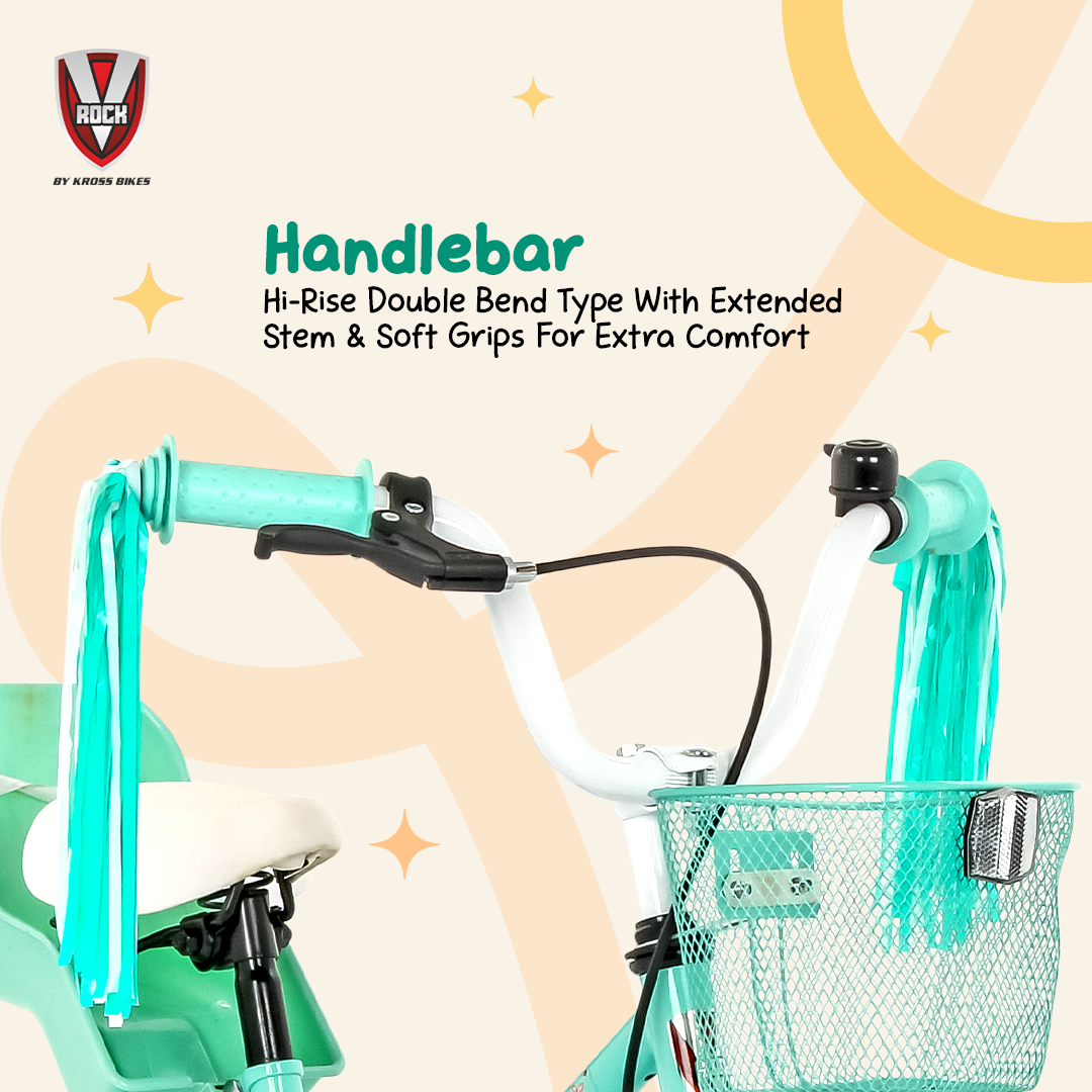 V ROCK Magic 14T Kids Bicycle – Magic White with Turquoise Accessories | Training Wheels | Basket & Doll Carrier (Copy)