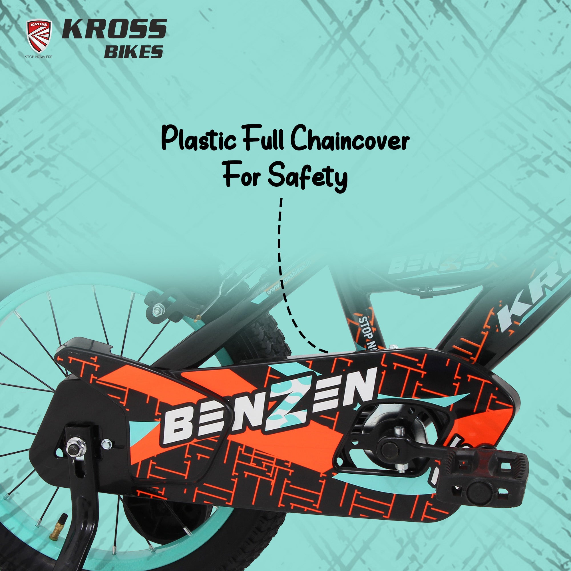 Kross Benzen Crush 16T Kids Cycle with Training Wheels, Back Rest & Bottle – Black