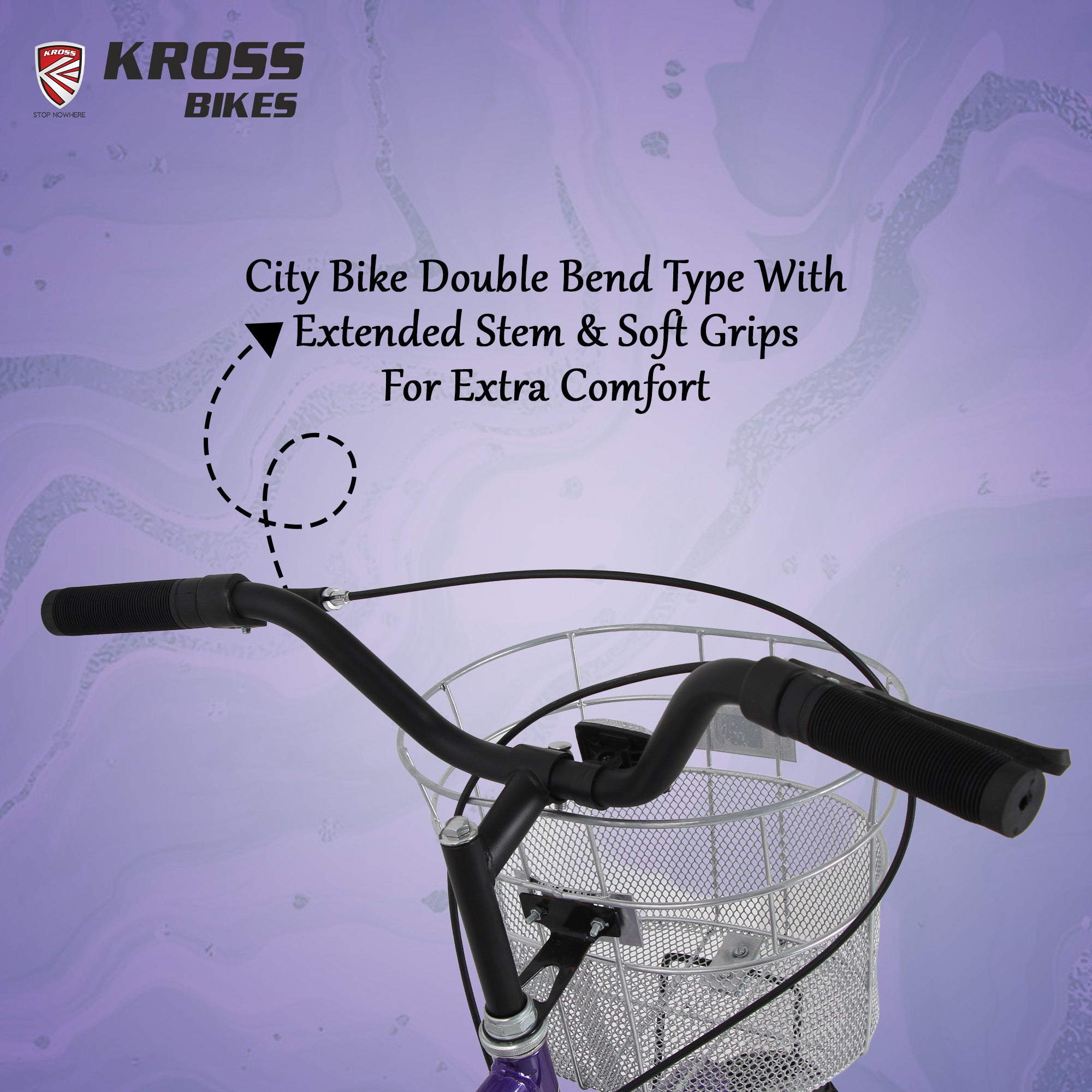 Kross Lilly 26T Purple Single Speed City Bicycle with Basket | Steel Frame