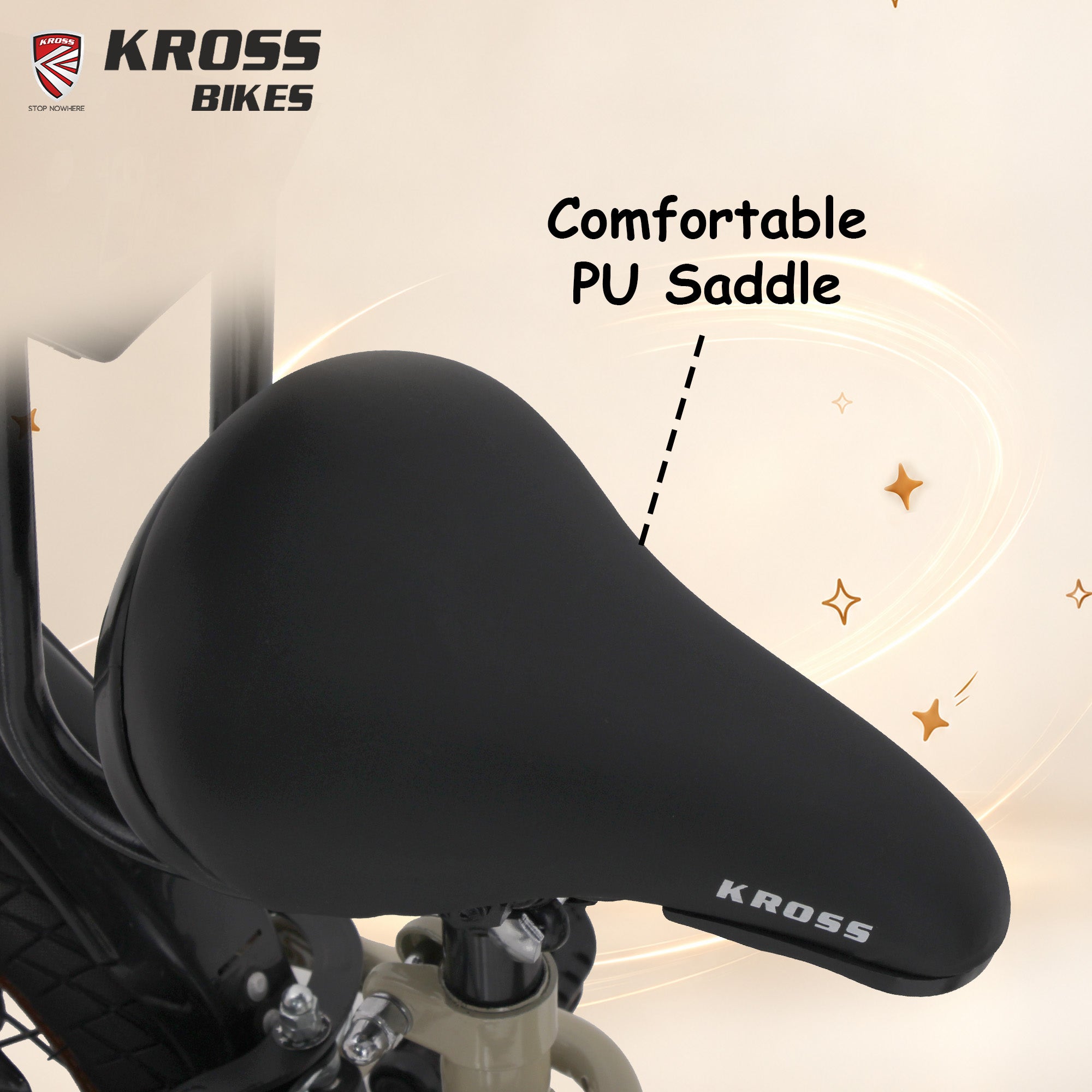 Kross Lil Dax 12T Kids Bicycle for Boys & Girls | Steel Frame | Training Wheels | Basket & Backrest | Cream & Brown