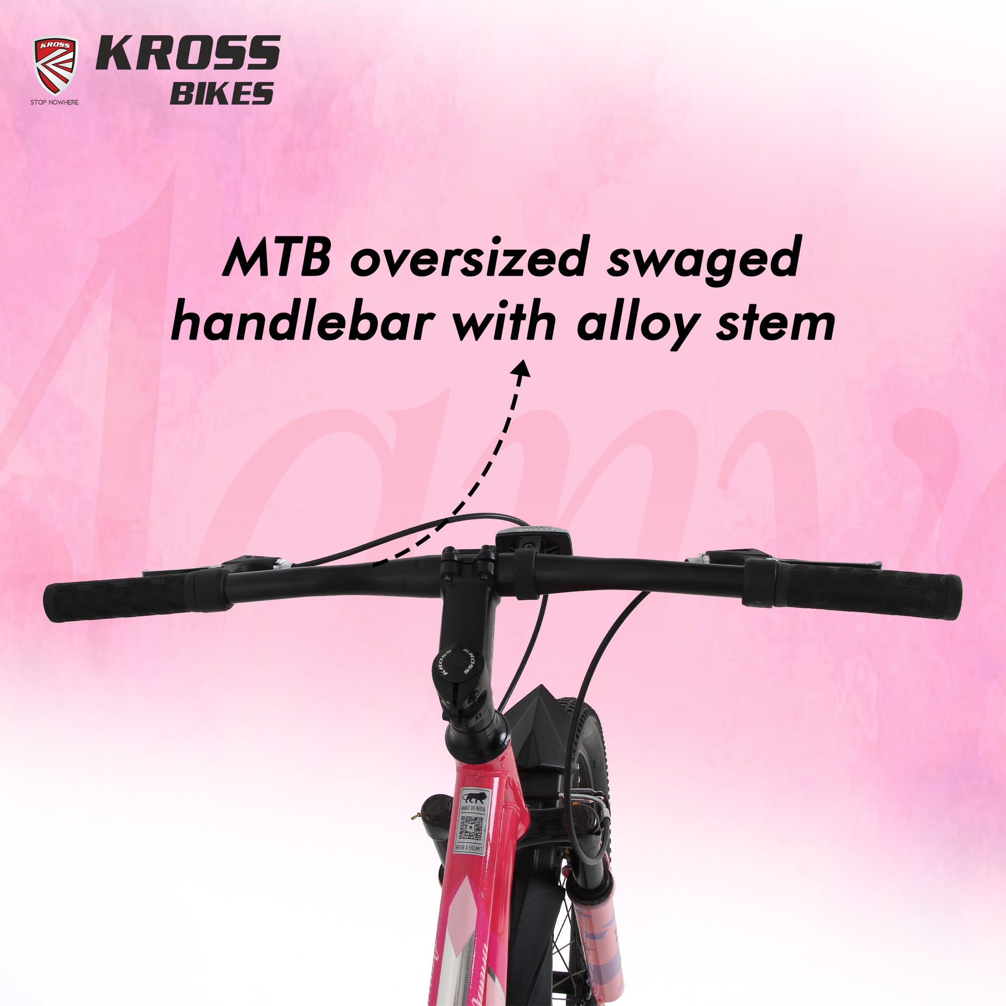 Kross Aanya 26T Single Speed MTB Cycle with Suspension Fork, Alloy Rims & 26x2.40 Tires (Pink)
