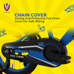V Rock BMX Turbo 16T Kids Bicycle with Steel Frame, Coaster Hub, V-Brakes, Training Wheels & Mudguards (Turbo Blue)