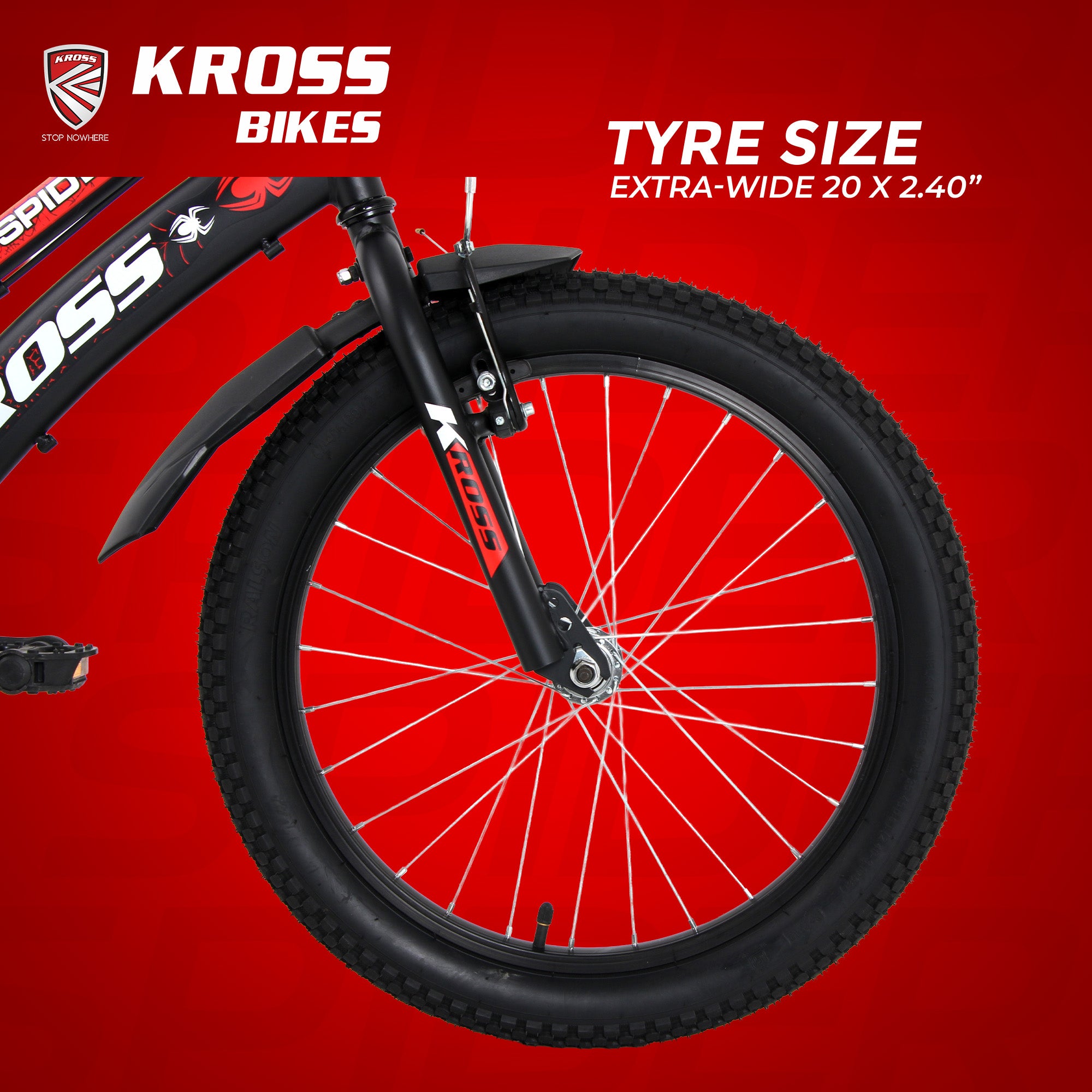 KROSS Spider 20T Single Speed Kids Bicycle for Boys & Girls | Steel Frame | V-Brakes | Matt Black