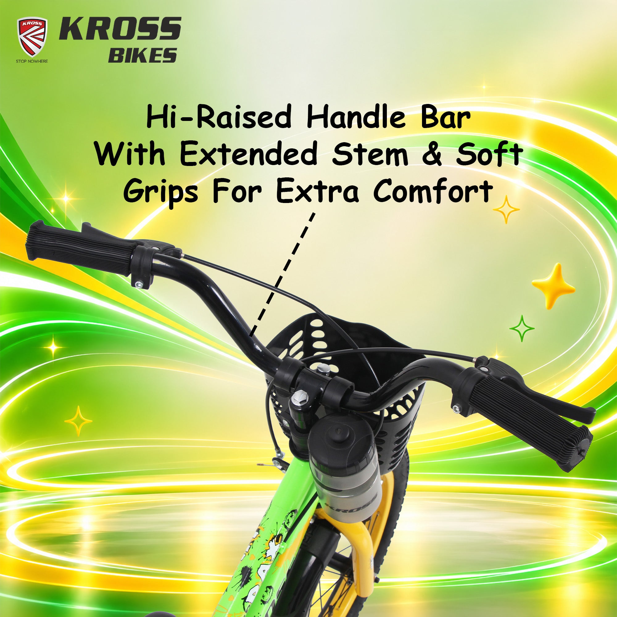 Kross Lil Dax 16T Kids Bicycle with Training Wheels, Basket & Backrest (Green)