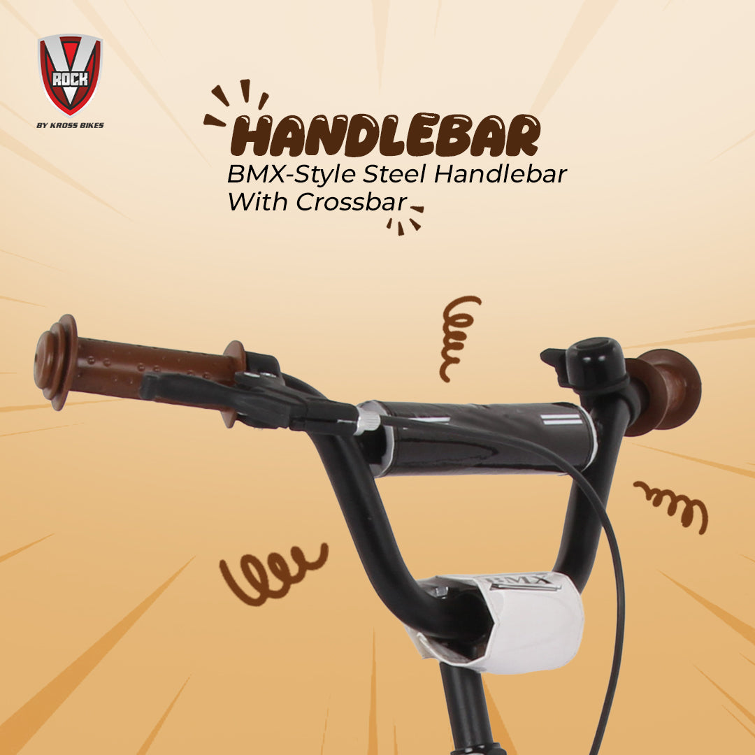 V Rock 14T BMX Fun Kids Bicycle with Training Wheels, Matt Black Steel Frame, Single Speed, Front V-Brake & Coaster Brak