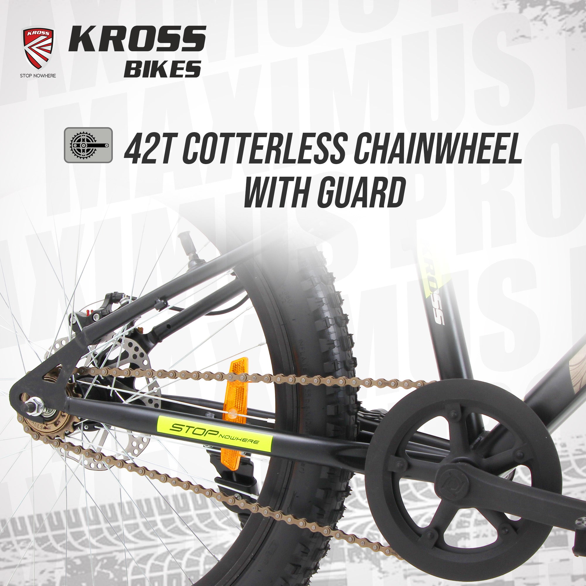 Kross Maximus Pro 24T MTB Cycle – 24" Tyres, Suspension Fork, Single Speed, Dual Disc (Grey)