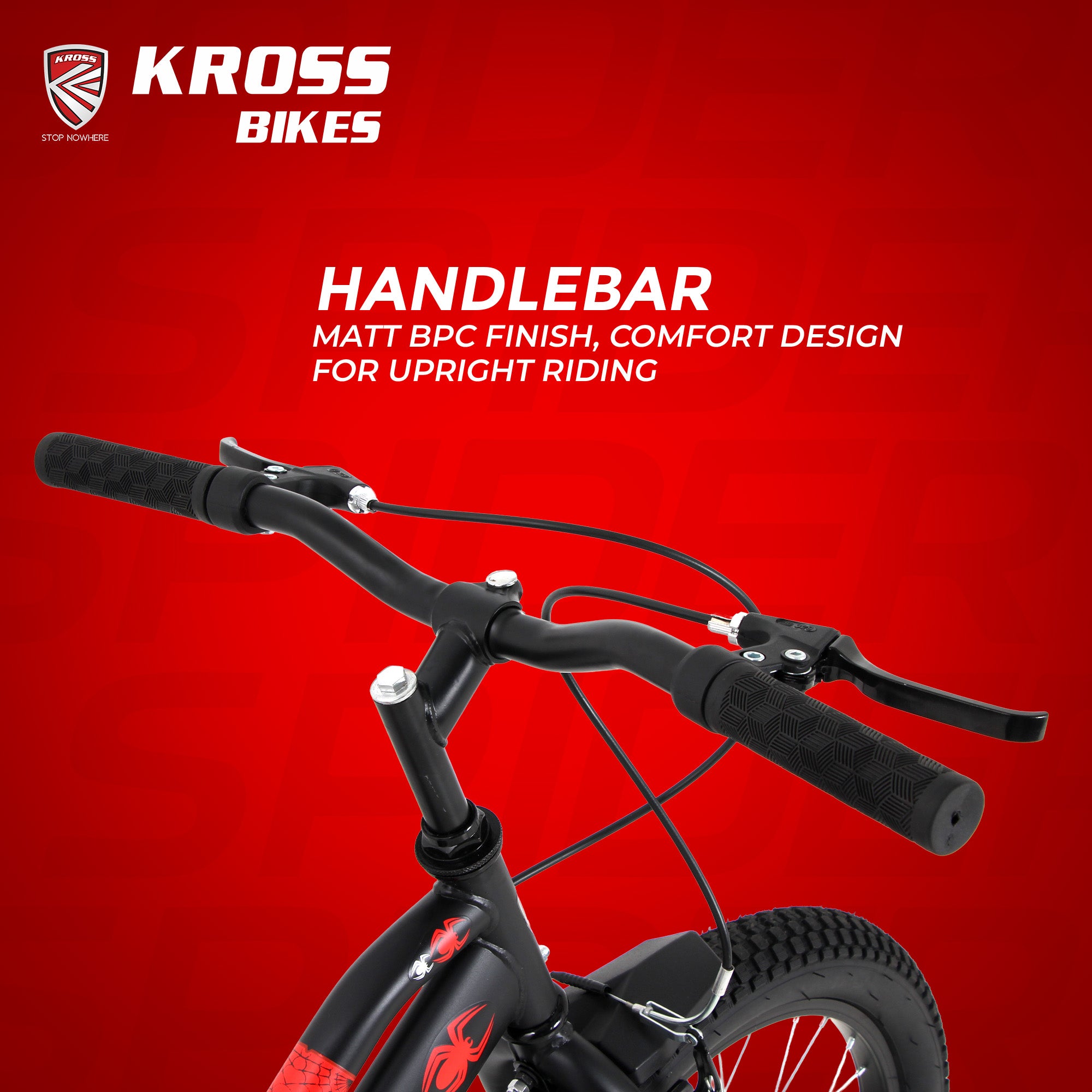 KROSS Spider 20T Single Speed Kids Bicycle for Boys & Girls | Steel Frame | V-Brakes | Matt Black