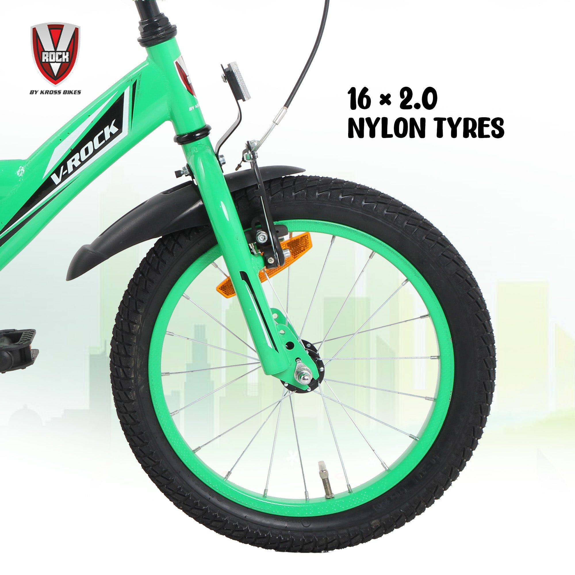 V Rock 16T BMX Turbo Green Kids Bicycle with Training Wheels & Coaster Brake