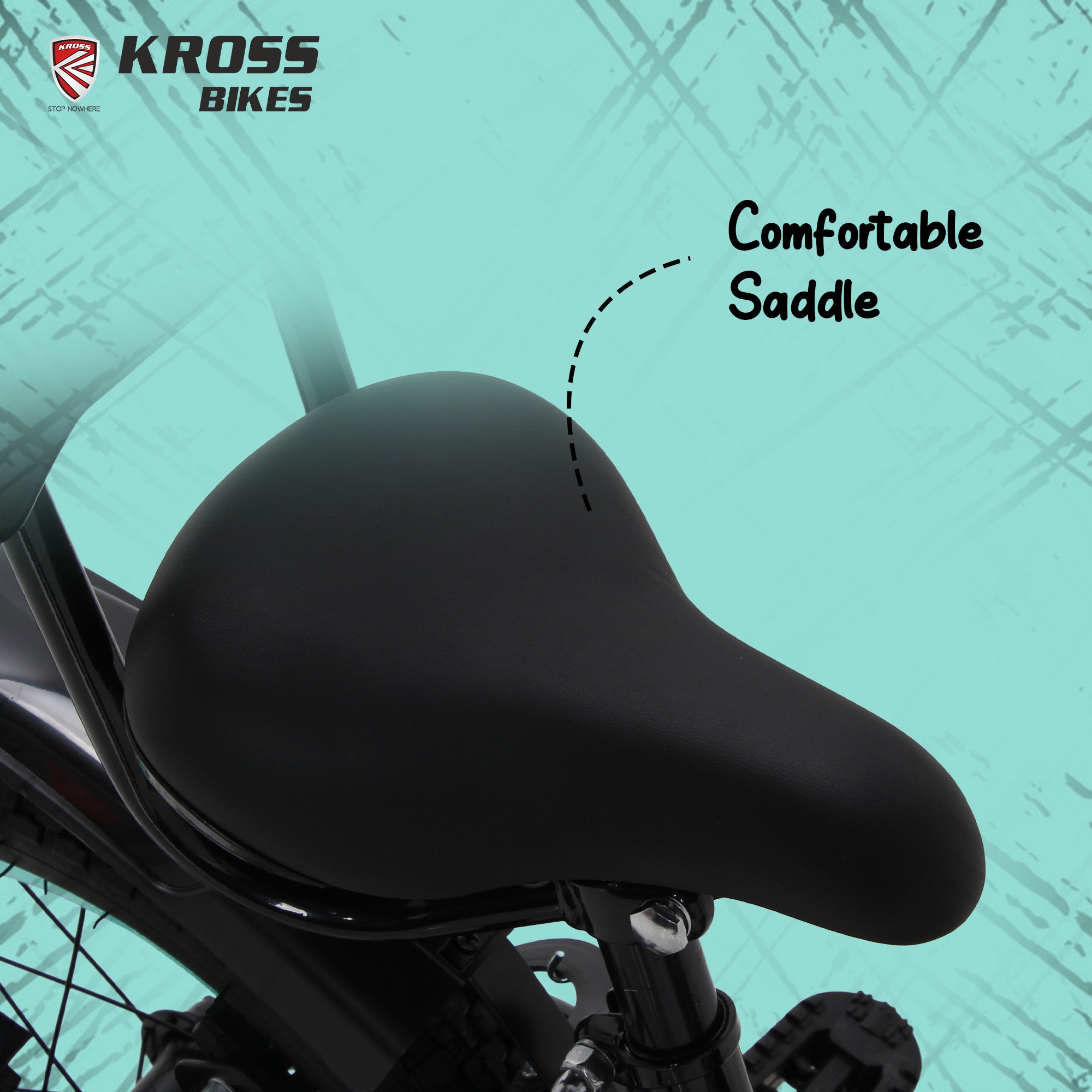 Kross Benzen Crush 14T Kids Cycle with Training Wheels, Back Rest & Bottle – Black