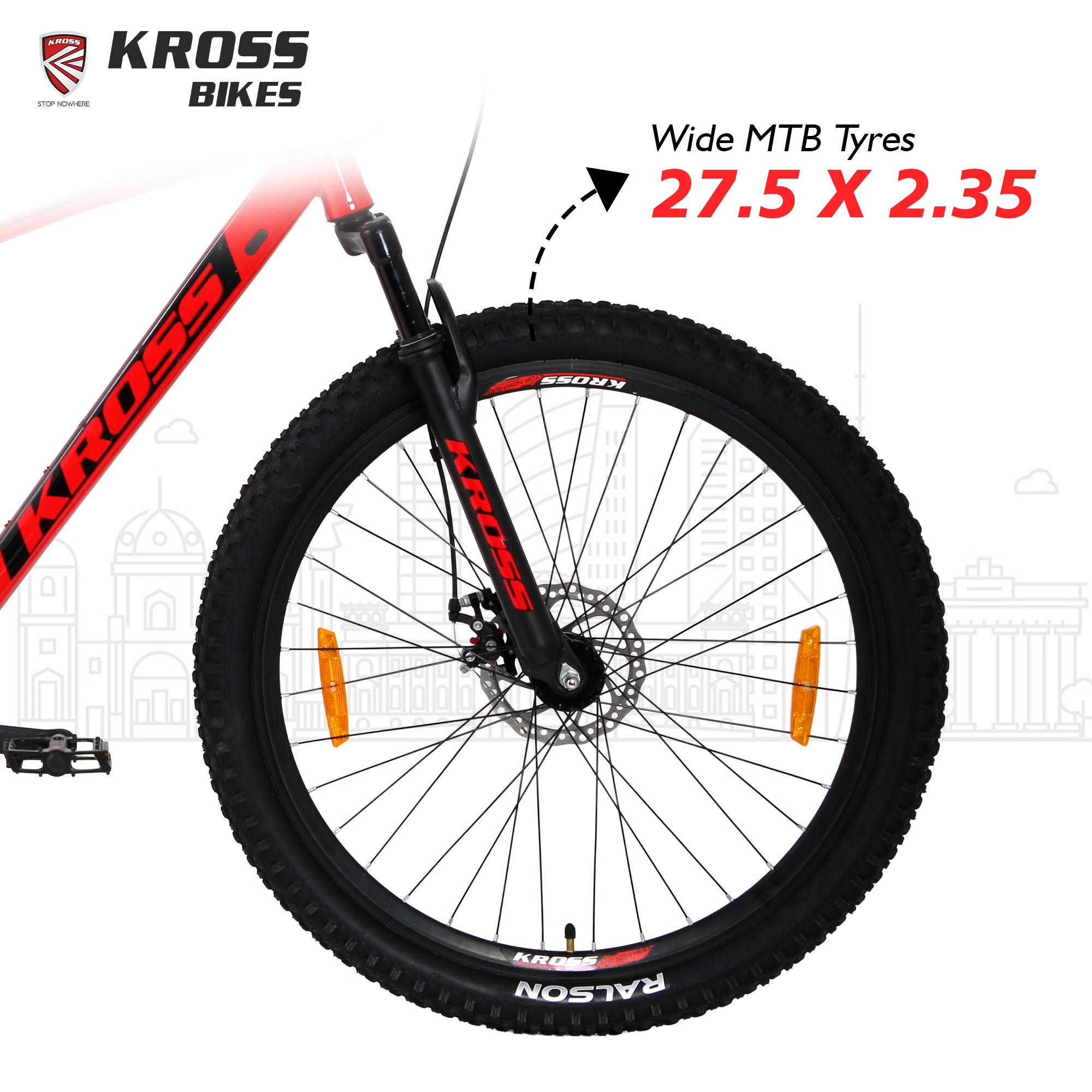 Kross Berlin 27.5T MTB – 2.40" Tyres, Single Speed, Dual Disc Brakes, Alloy Rims, Smart Red