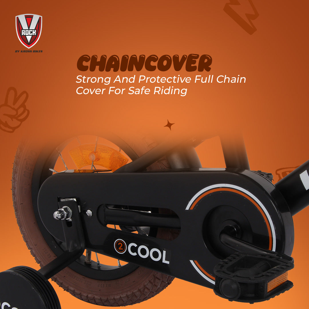 V Rock 14T 2Cool Kids Bicycle – Matt Black with Training Wheels