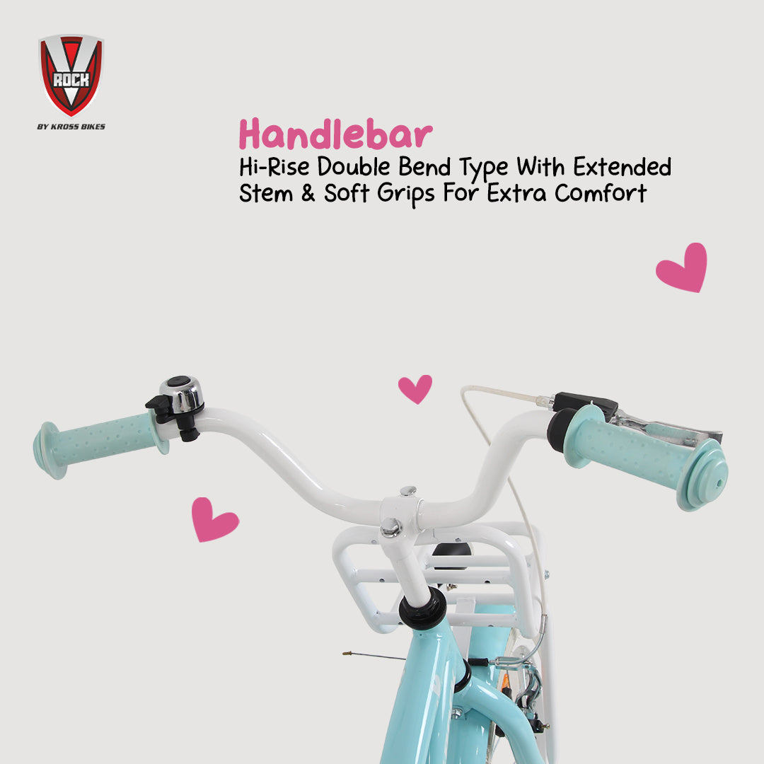 V Rock Lovely 18T Kids Bicycle – Blue | Single Speed | Front V-Brake | Rear Coaster Brake | Carrier & Mudguards