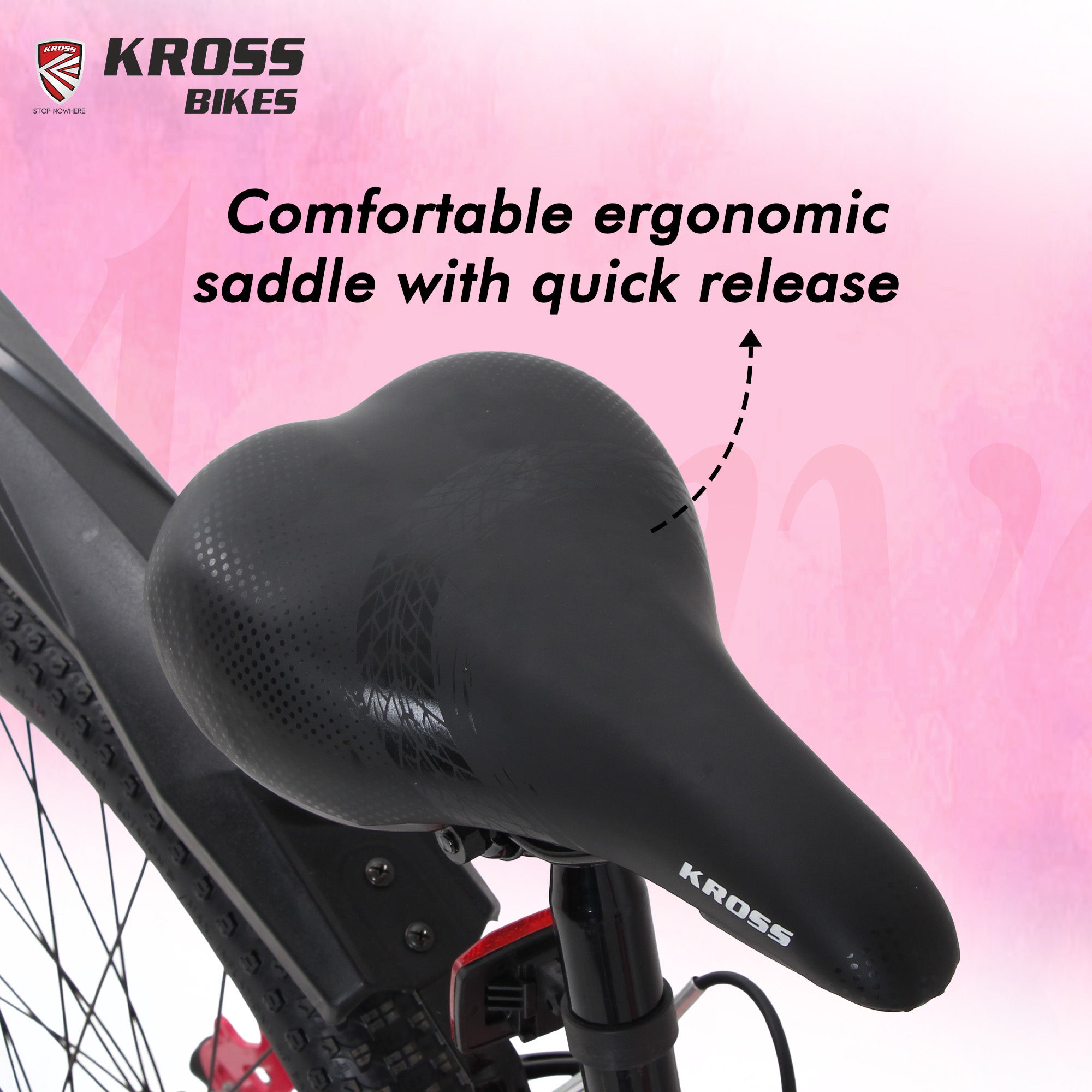 Kross Aanya 26T Single Speed MTB Cycle with Suspension Fork, Alloy Rims & 26x2.40 Tires (Pink)