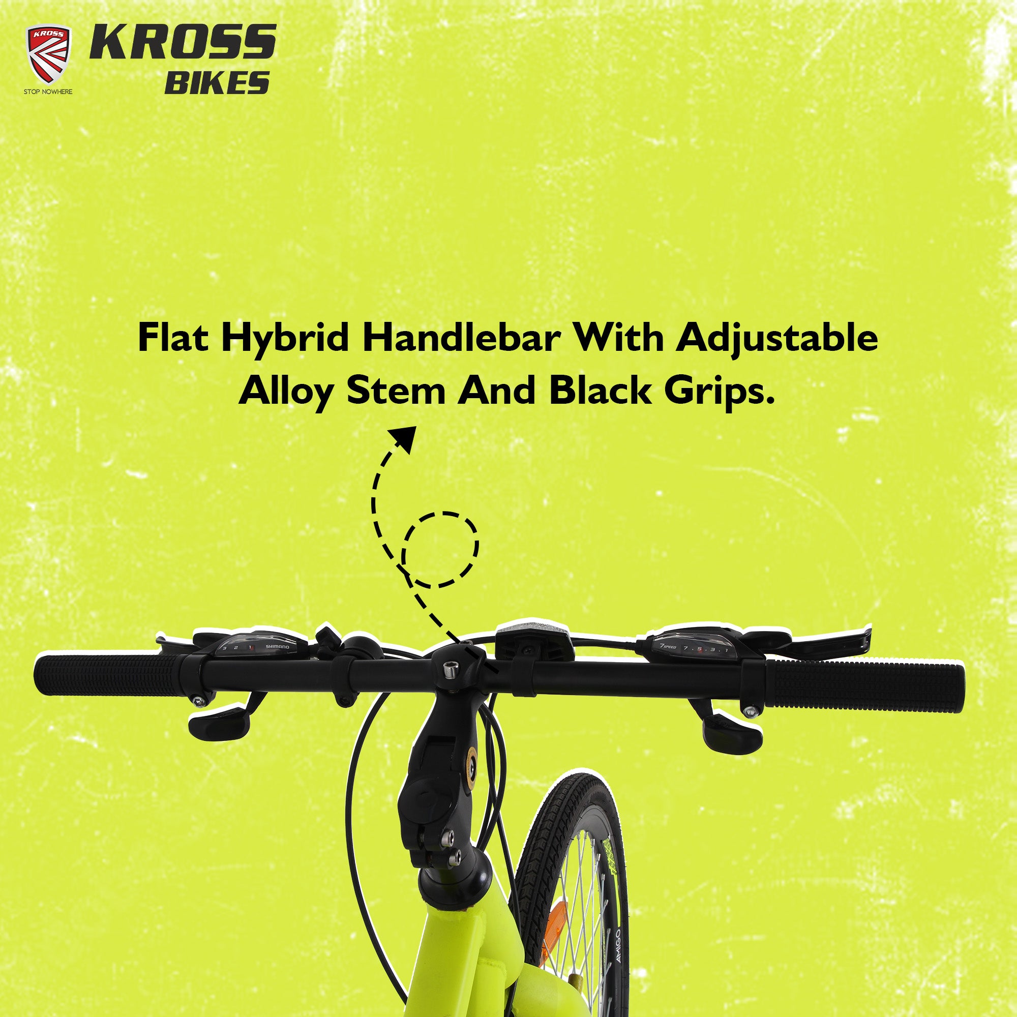 V-Rock Control 28T Hybrid Bike | 21 Speed | Dual Disc Brake | Alloy Double Wall Rim | Yellow
