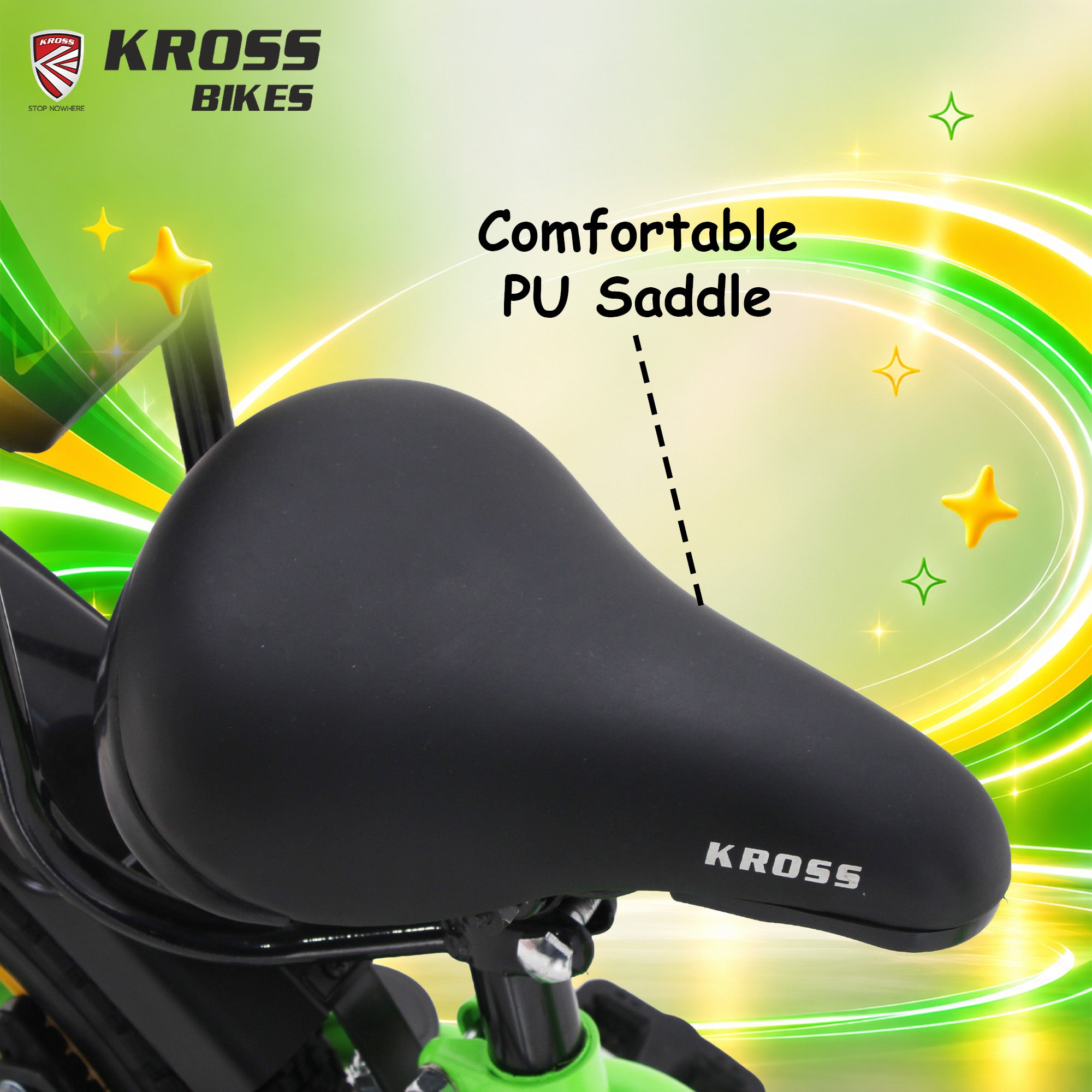 Kross Lil Dax 16T Kids Bicycle with Training Wheels, Basket & Backrest (Green)
