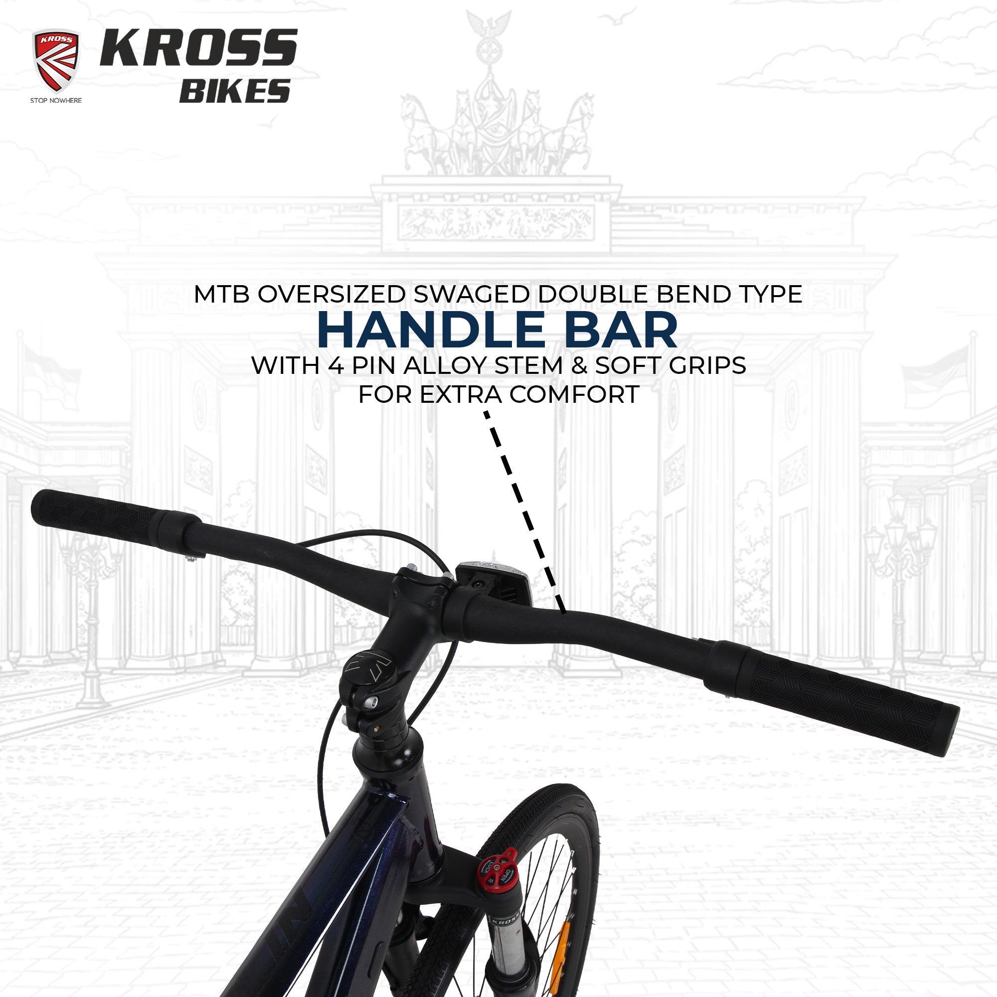 Kross Berlin 700C Single Speed Hybrid Bicycle, Black & Galaxy Blue, Alloy Double Wall Rims, Suspension Fork, Mechanical Disc Brakes