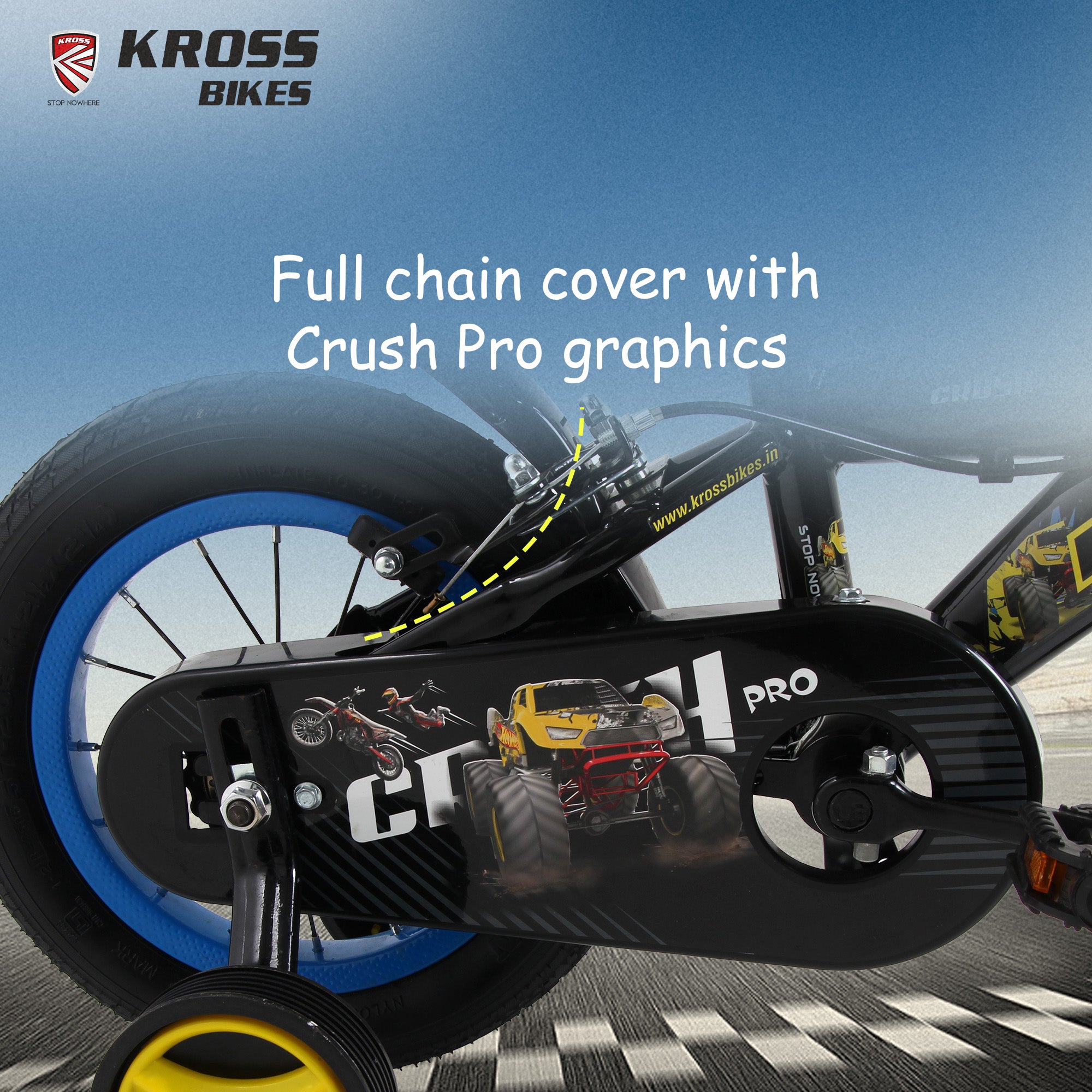 KROSS Crush Pro 12T Kids Bicycle for Age 3–5 Years | Height 85–105 cm | Single Speed | Glossy Black