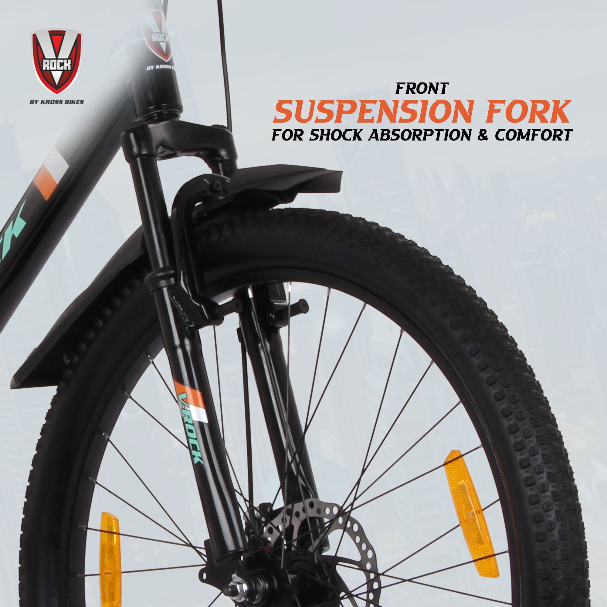 V Rock Slugger 26T 7 Speed Mountain Bike with Suspension Fork, Disc Brakes & Steel Frame (Black)