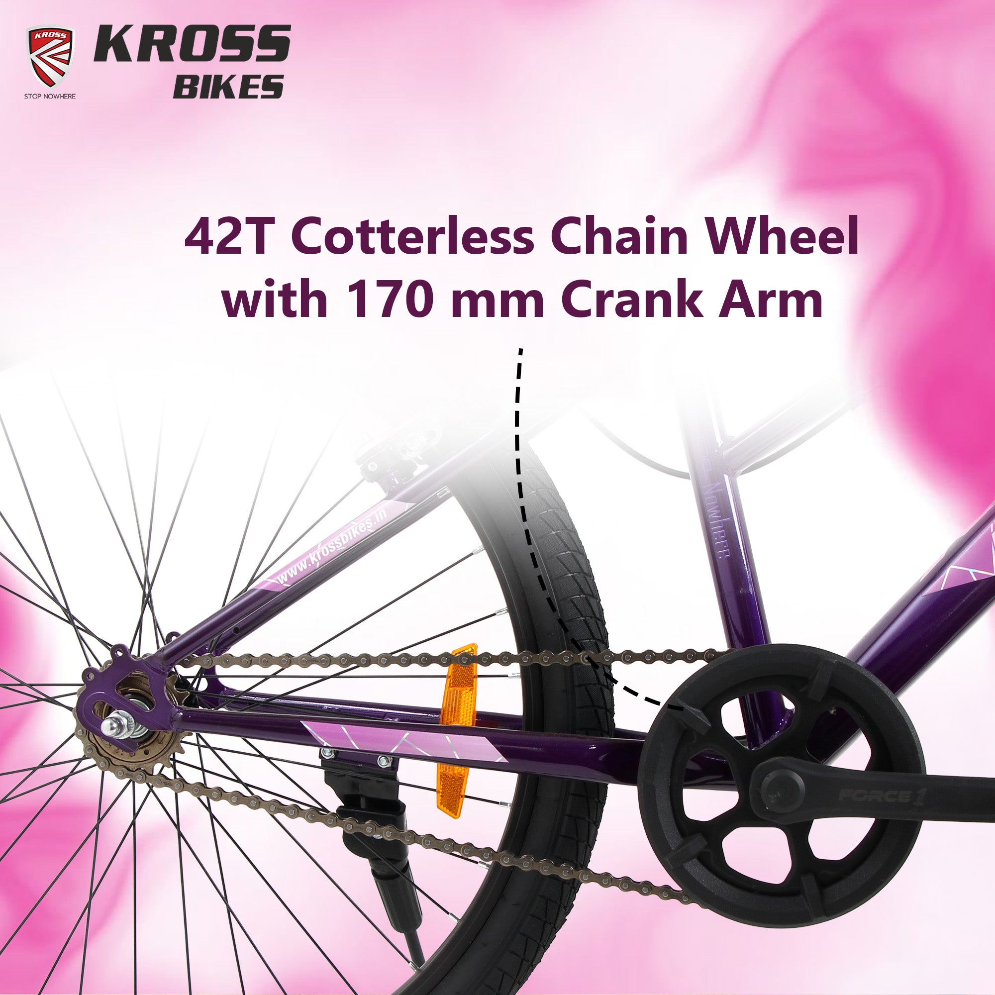 Kross Marina 26T City Bike with Alloy Rims, V-Brakes & Steel Frame – Pink/Purple