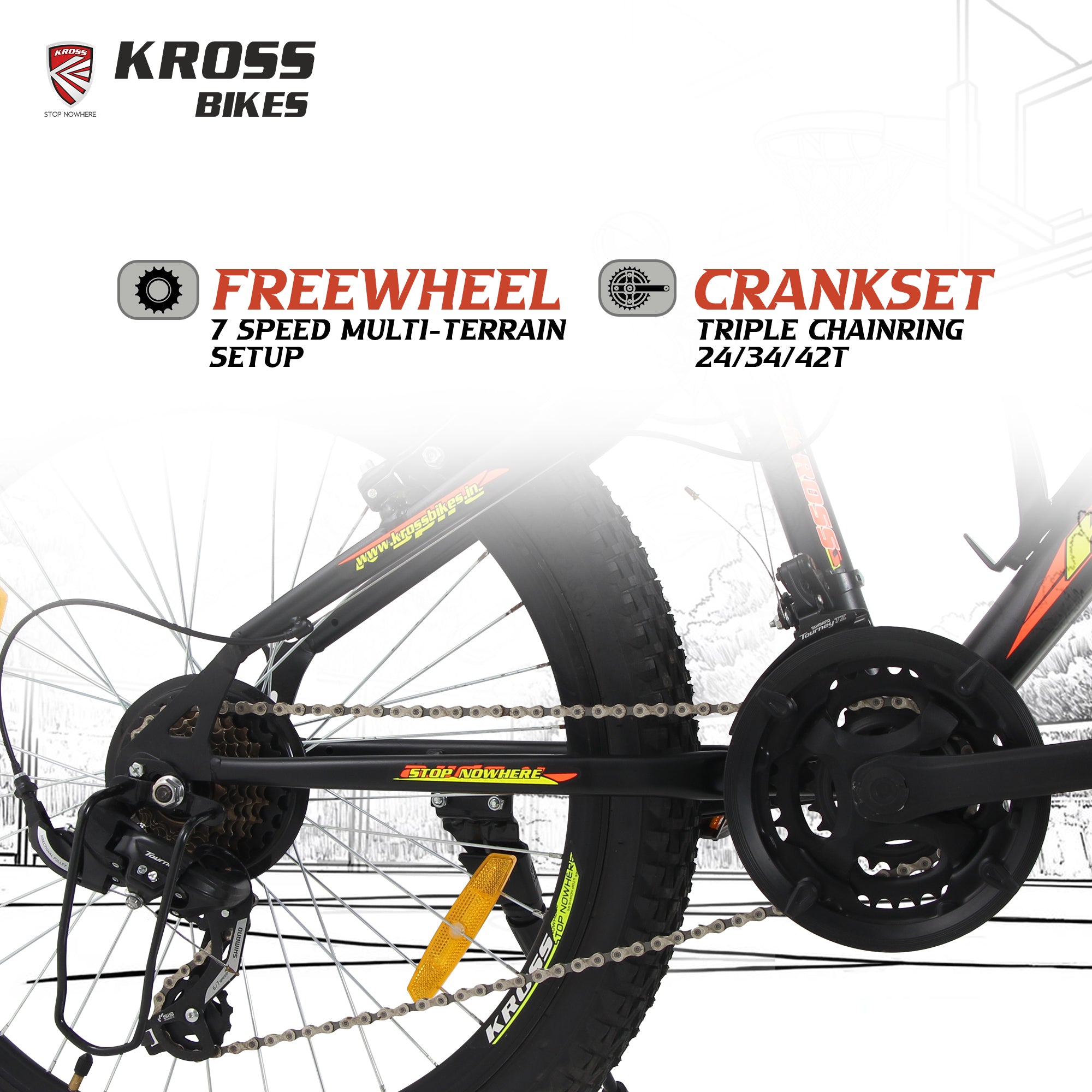 KROSS N-Spire 24T 21-Speed Mountain Cycle with Suspension Fork & Disc Brake – Matte Black