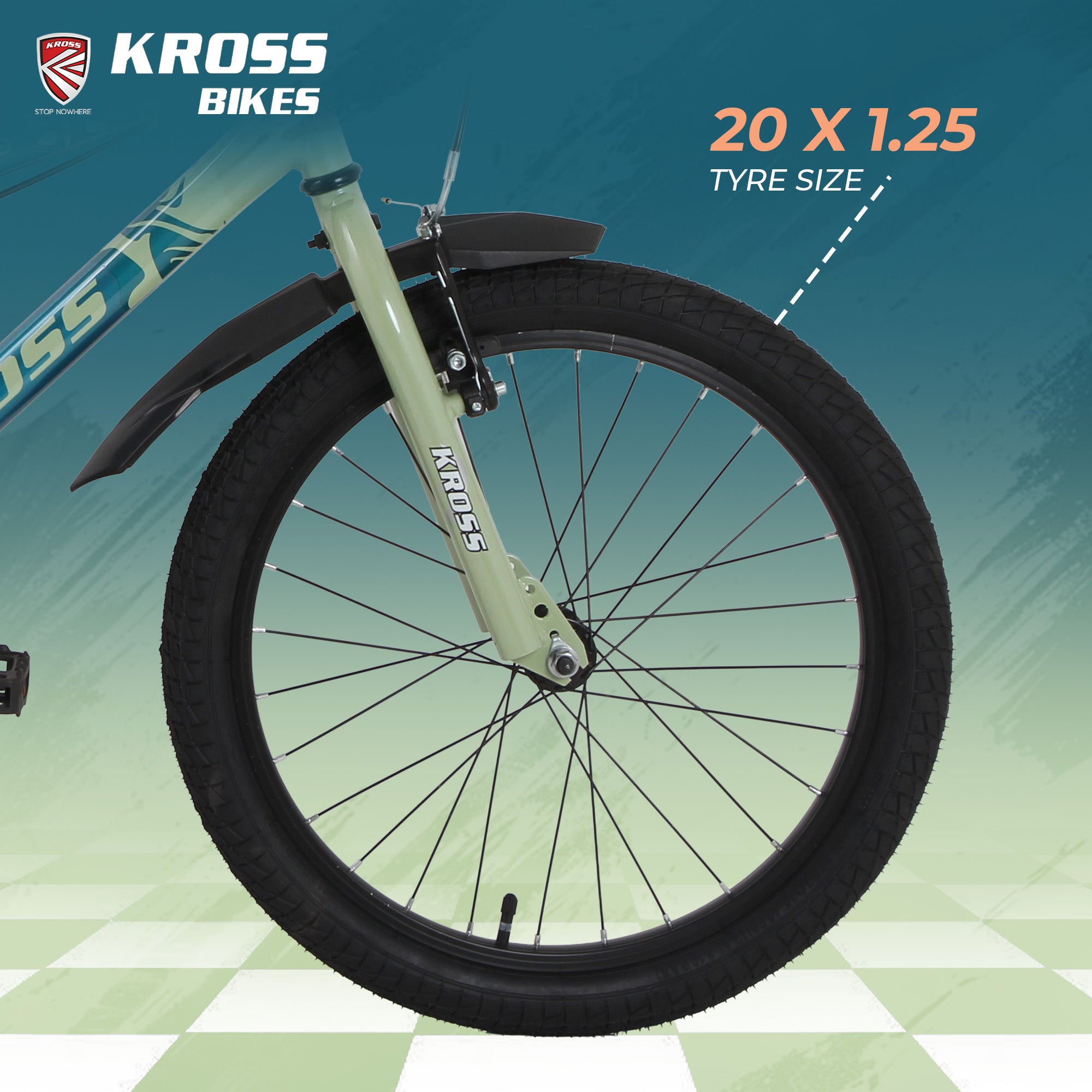 Kross GT-100 20T Kids Bicycle | Green-Light Green | Single Speed | V-Brake