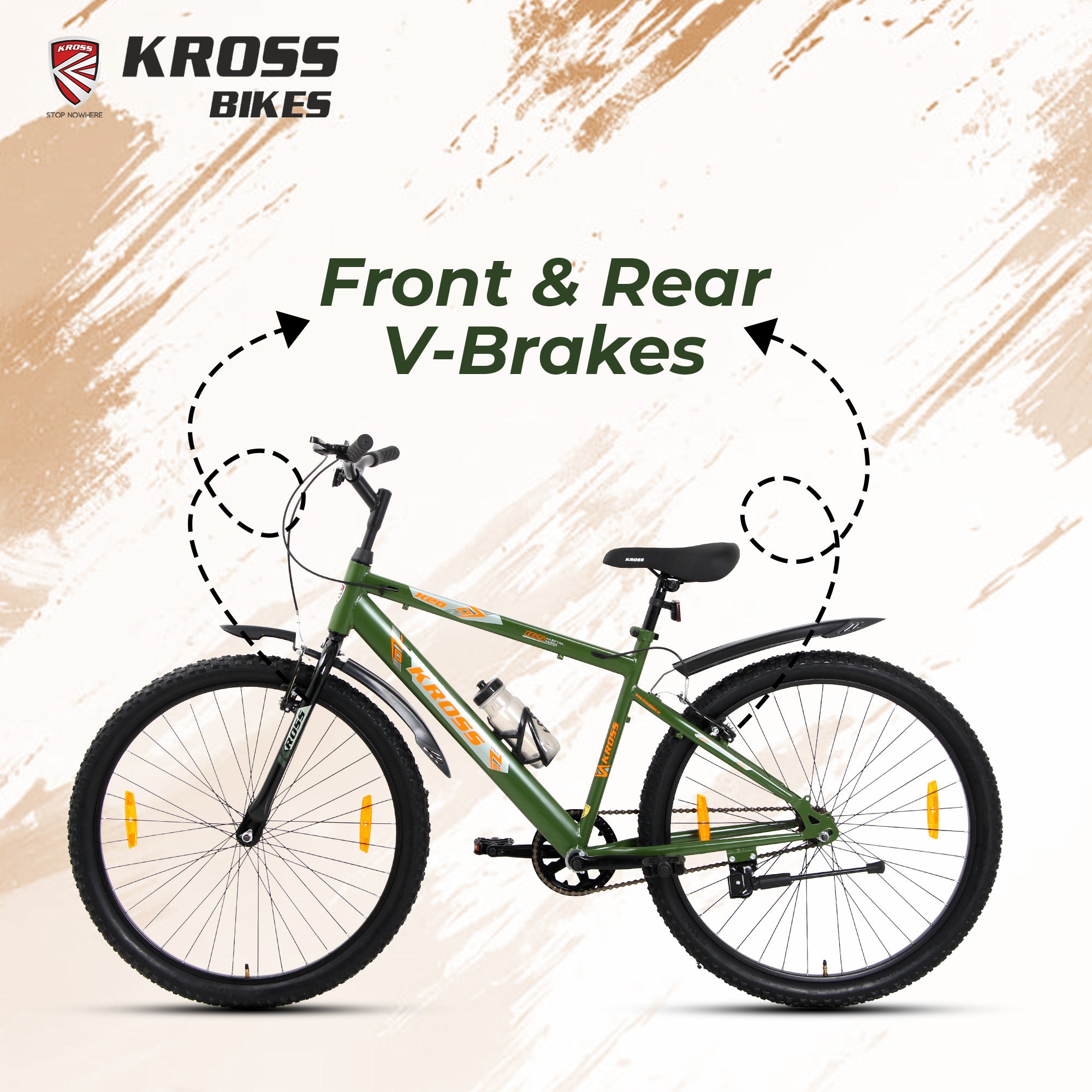 Kross 27.5T MTB Cycle | Steel Frame | Single Speed | Army Green |