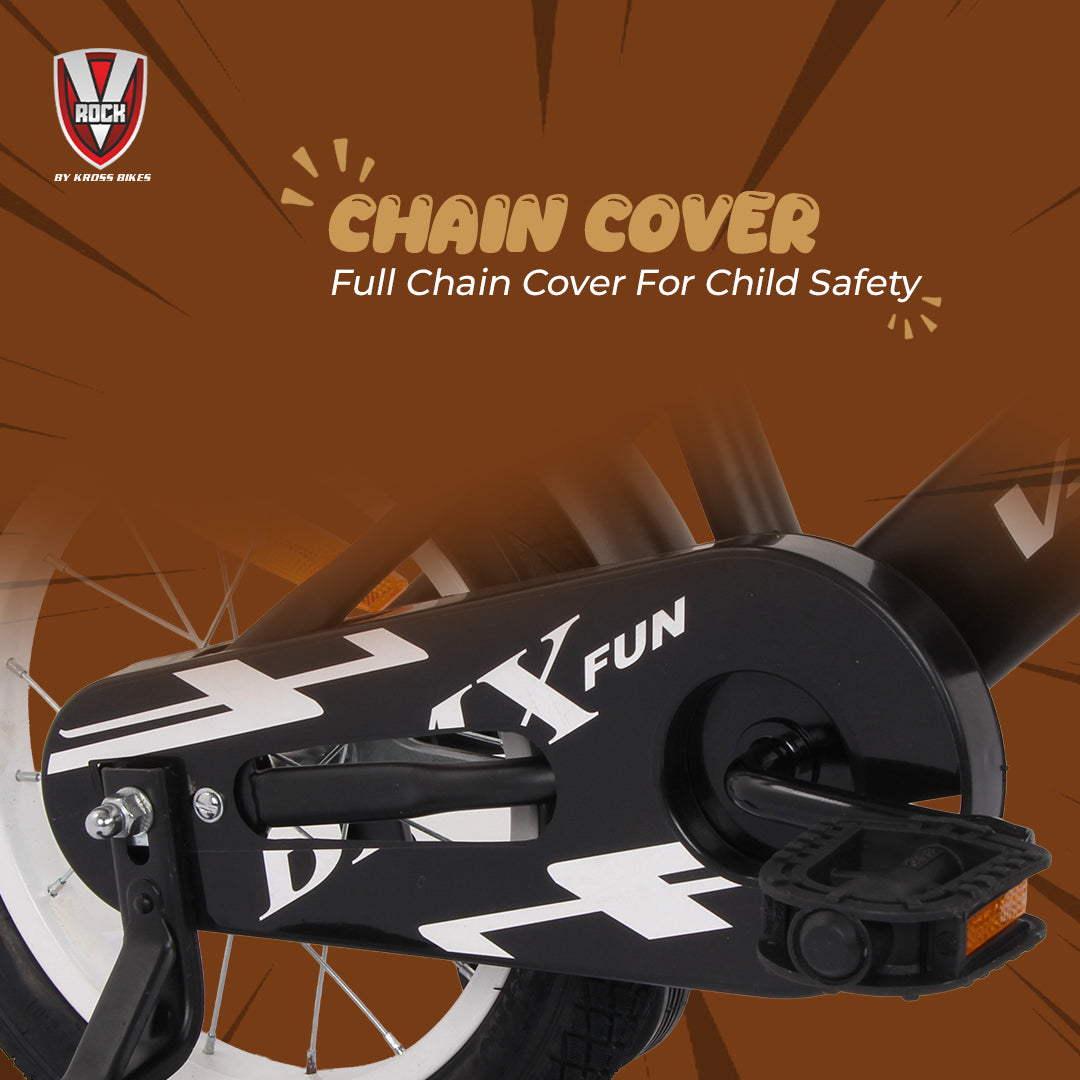 V Rock 14T BMX Fun Kids Bicycle with Training Wheels, Matt Black Steel Frame, Single Speed, Front V-Brake & Coaster Brak