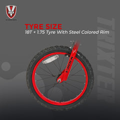 V Rock Trixter 18T Silver-Red Kids Bike, Steel Frame, Coaster Hub 18″ (Single Speed, Multicolor, Rigid)