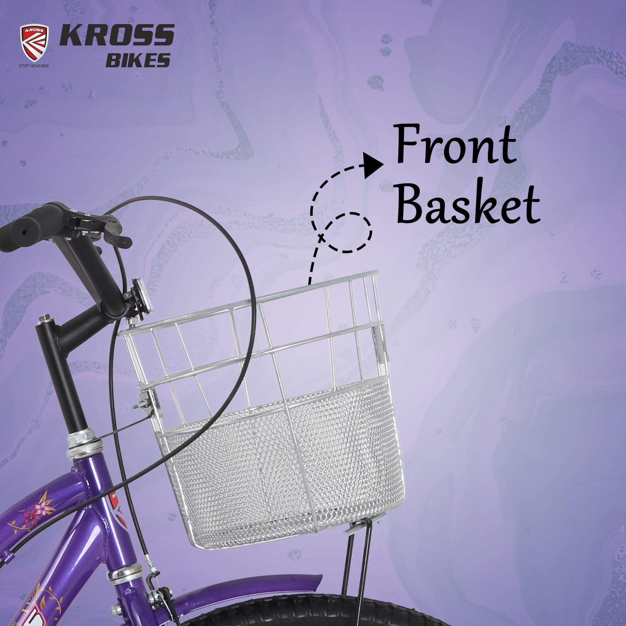Kross Lilly 26T Purple Single Speed City Bicycle with Basket | Steel Frame