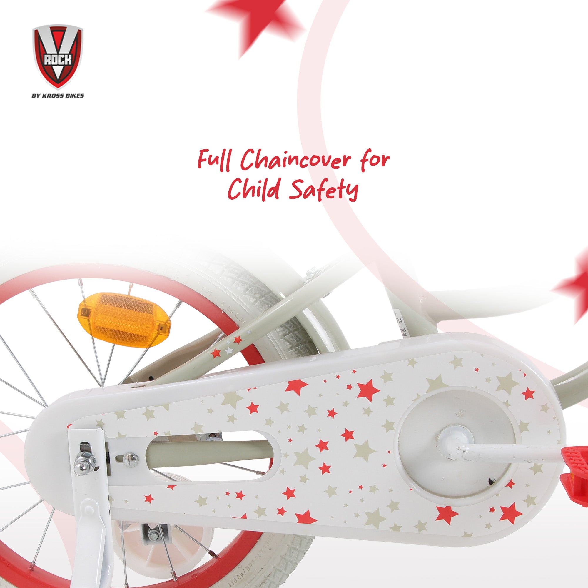 V Rock Superstar 16T Kids Bicycle – Cream | Training Wheels | Basket | Steel Frame