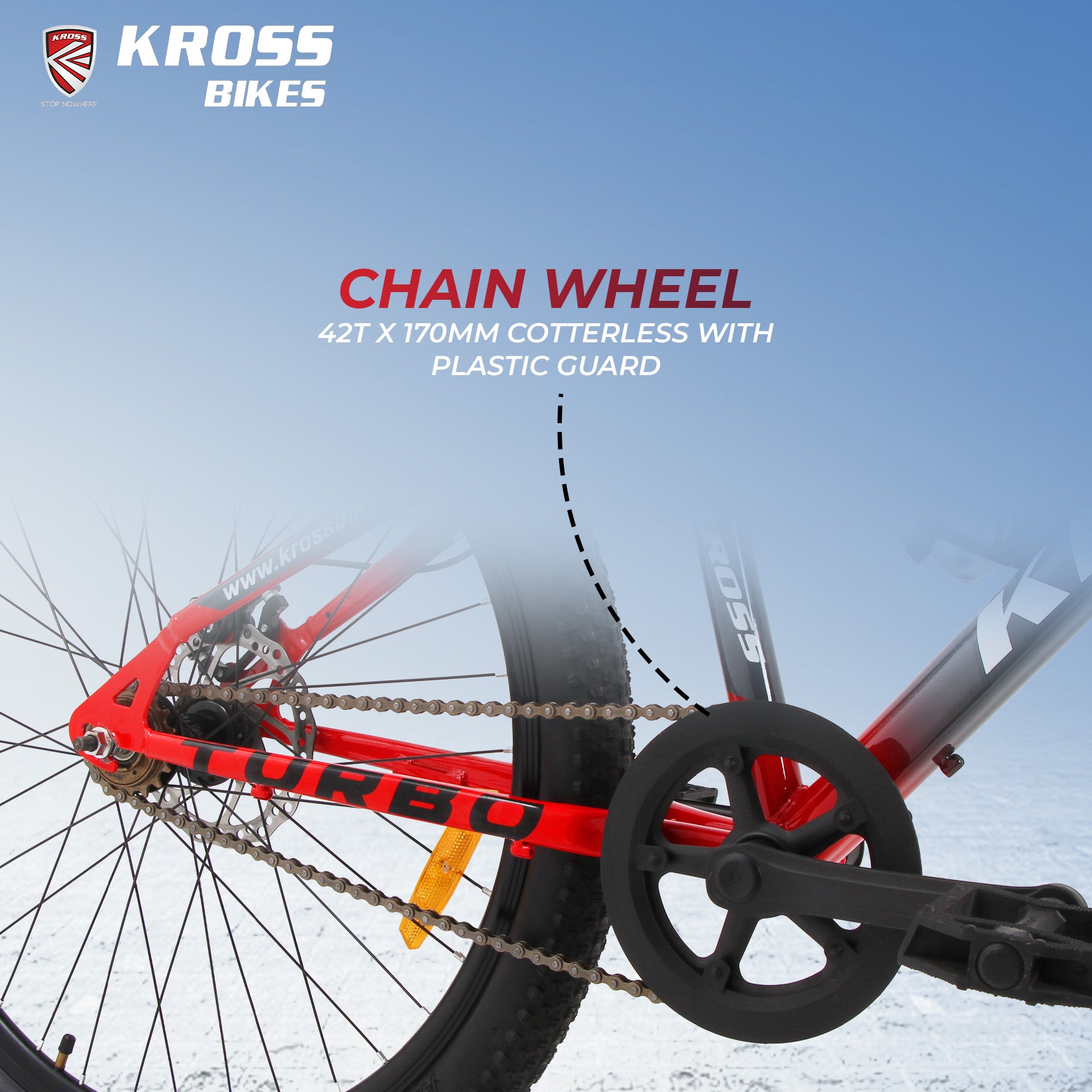 Kross Turbo Pro 26T Steel MTB Single Speed Bicycle with Front & Rear Disc Brakes (26x2.40T, Red Alloy Rims, 14.5” Frame)